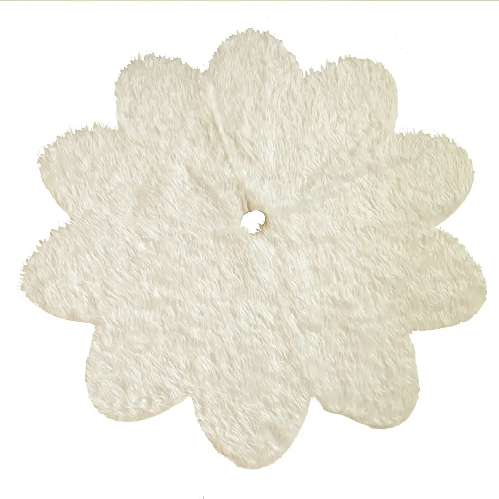 78cm Floral Shape White Artificial Wool Christmas Tree Skirt Base Decoration Xmas Tree Apron Skirt Mat