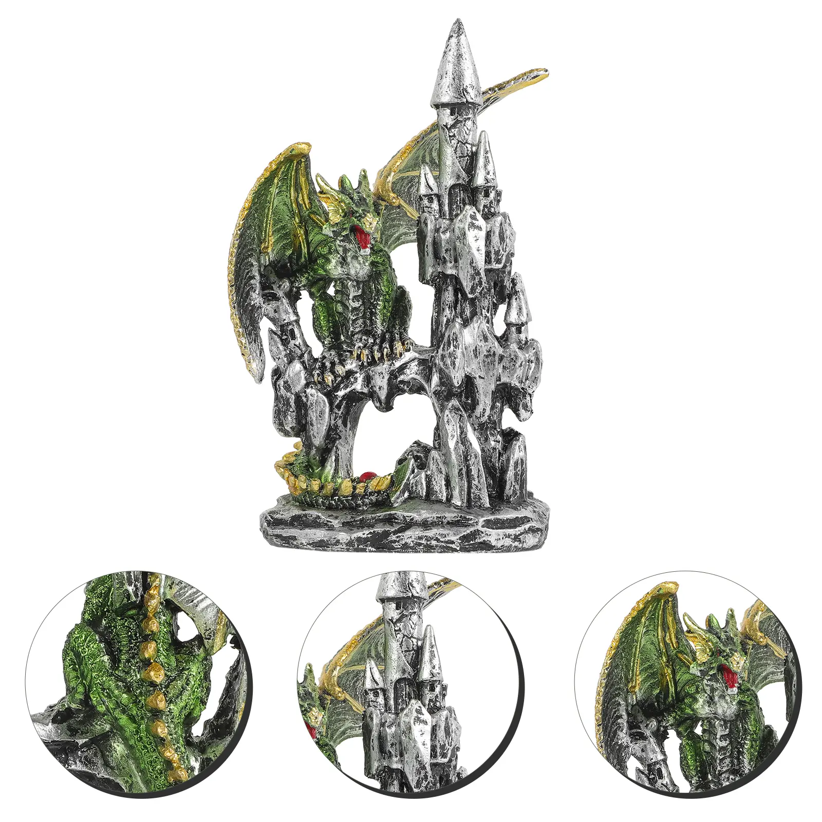 Castle Dragon Ornament Halloween Decorations Indoor Party For Table Household Statue Resin Craft