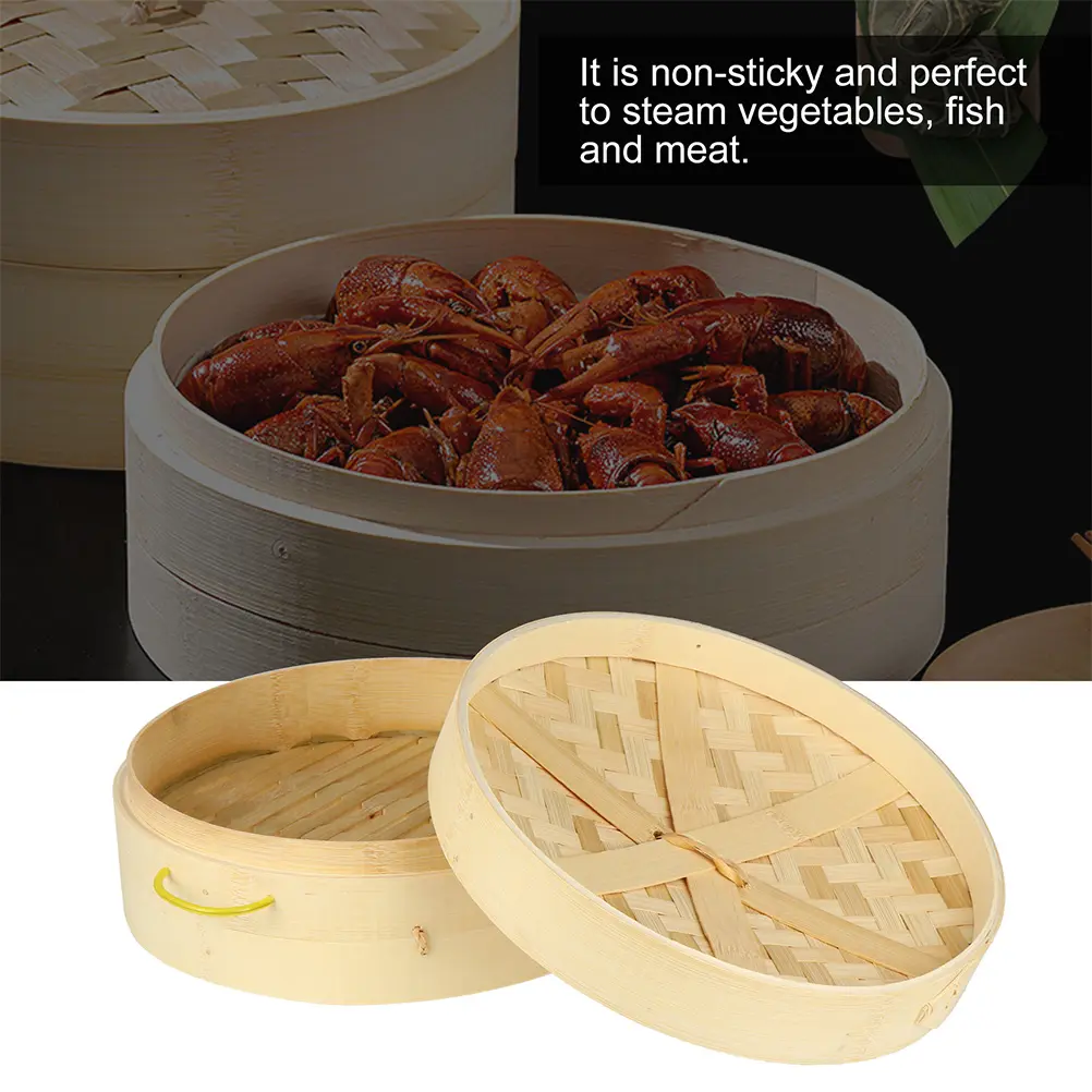 Bamboo Steamer Multi layer Food Steamer Kitchen Tool Large Capacity Lid Bamboo Material Vitamin Preservation Steaming