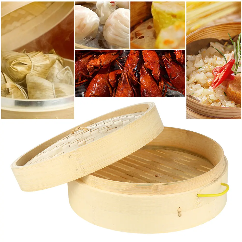 Bamboo Steamer Multi layer Food Steamer Kitchen Tool Large Capacity Lid Bamboo Material Vitamin Preservation Steaming