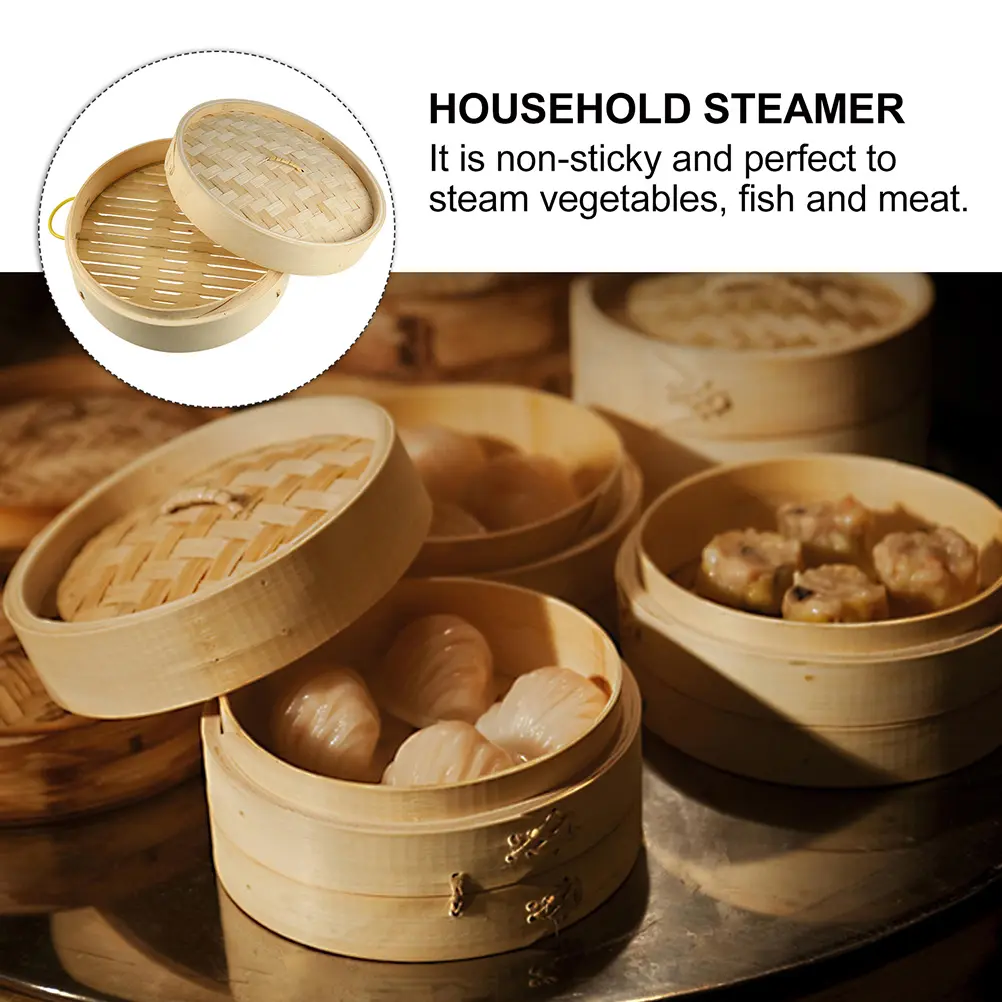 Bamboo Steamer Multi layer Food Steamer Kitchen Tool Large Capacity Lid Bamboo Material Vitamin Preservation Steaming