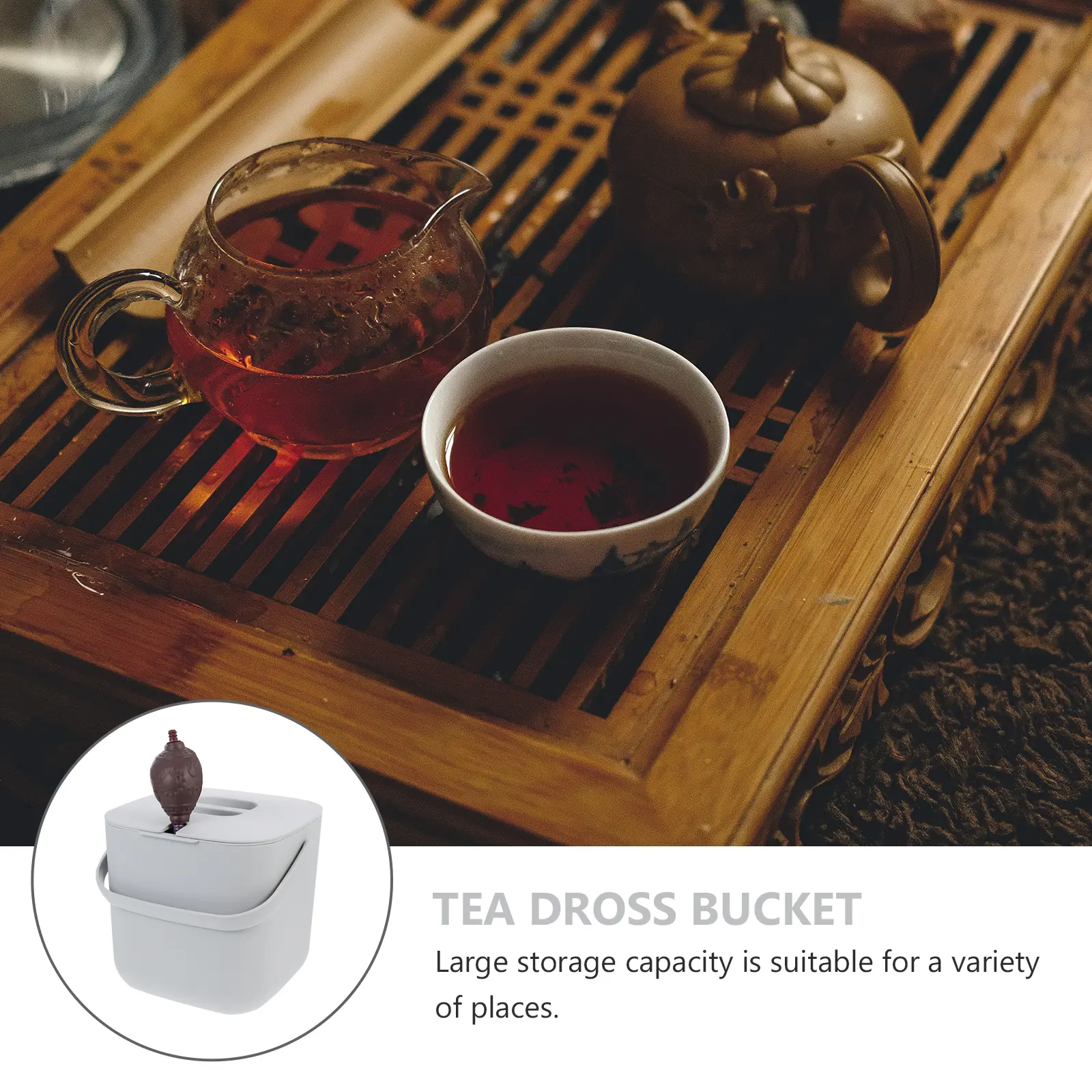 High Grade Plastic Tea Dross Bucket Large Capacity Portable Handle Home Kitchen Office Hotel Trash Can Residue Filter Simple
