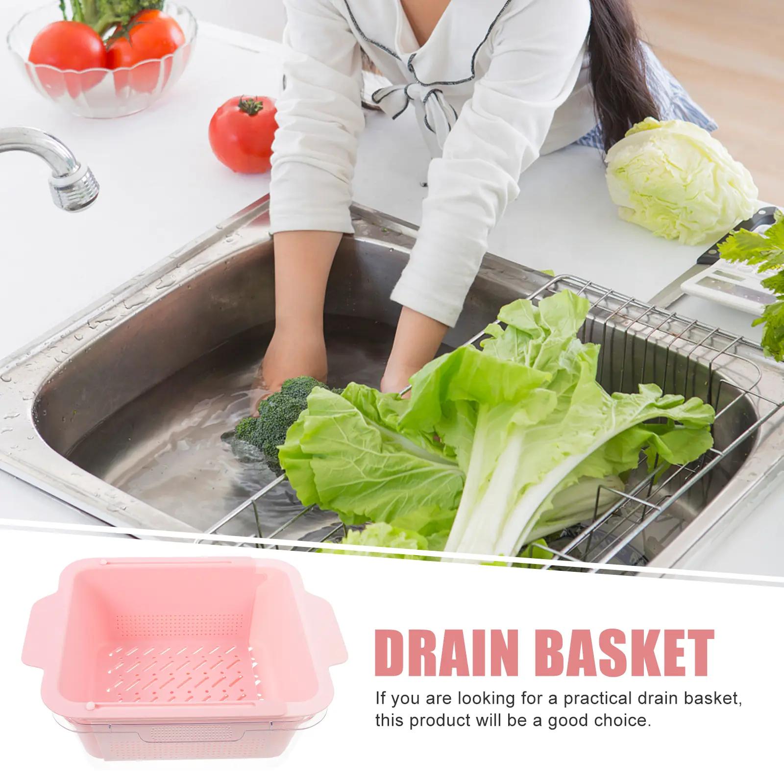 Plastic Double Drainer Basket for Vegetable Fruit Washing Compact Kitchen Accessory Compact Fruit Strainer Storage