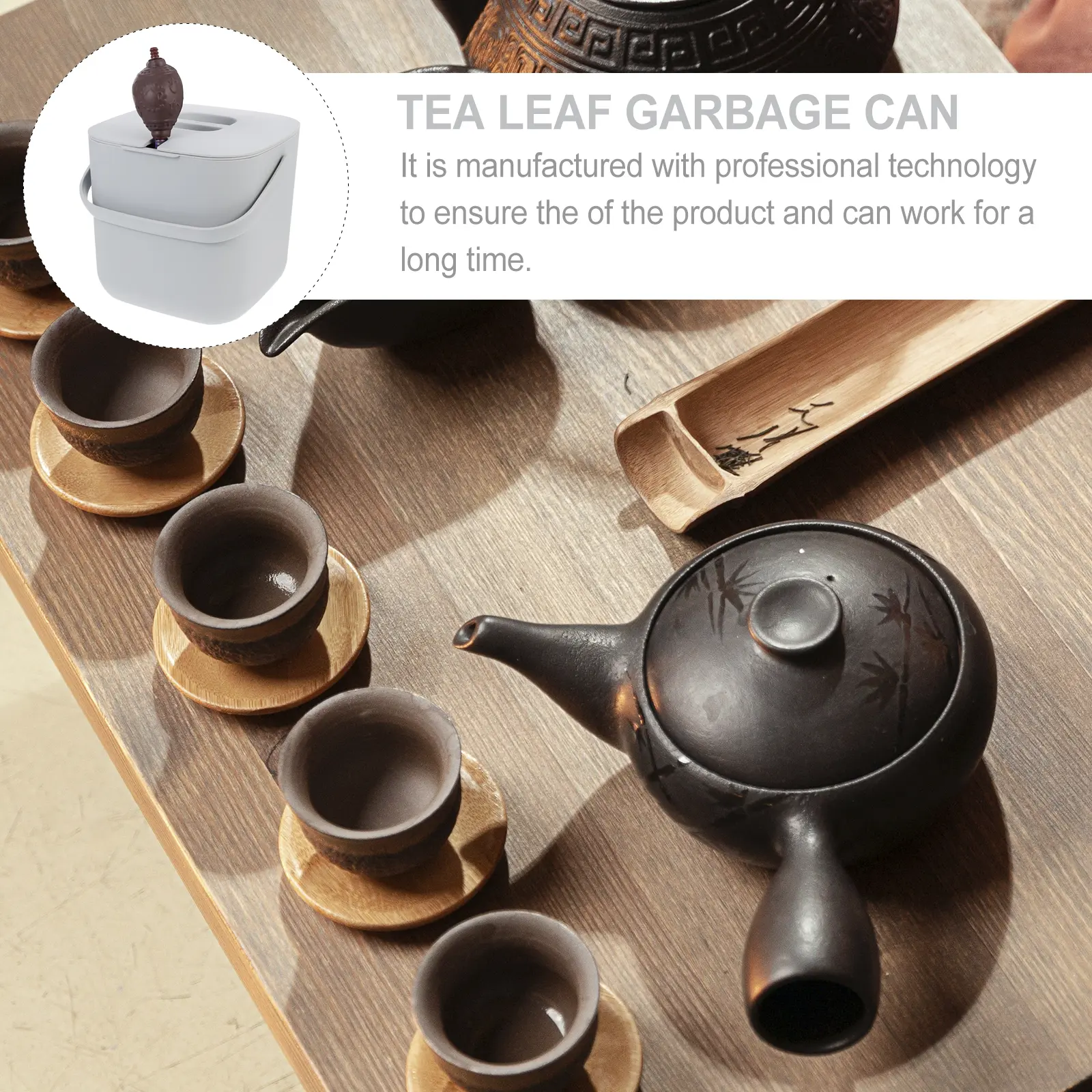 High Grade Plastic Tea Dross Bucket Large Capacity Portable Handle Home Kitchen Office Hotel Trash Can Residue Filter Simple