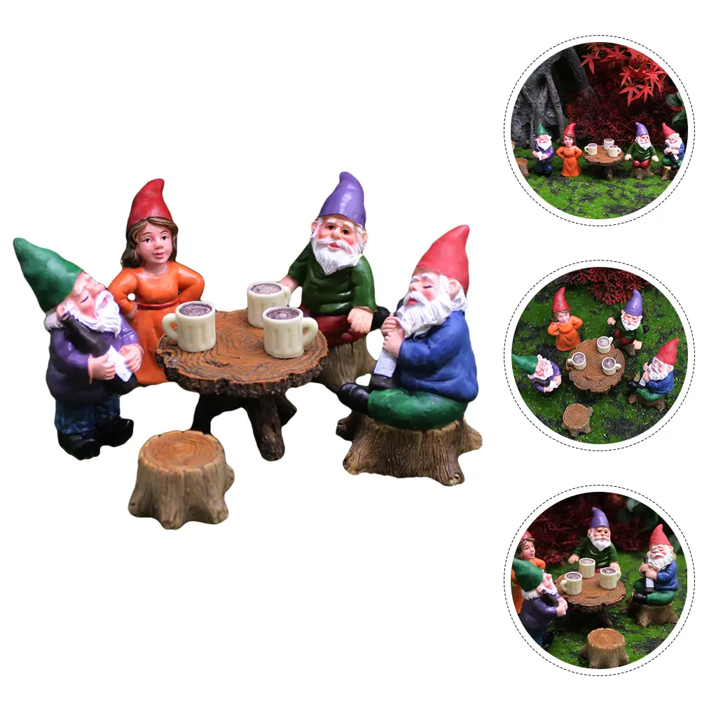 Garden Gnomes Ornaments Resin Dwarf Statues for Flower Pots Plants Decor Funny Naughty Gnome Figurines Mini Landscape Christmas