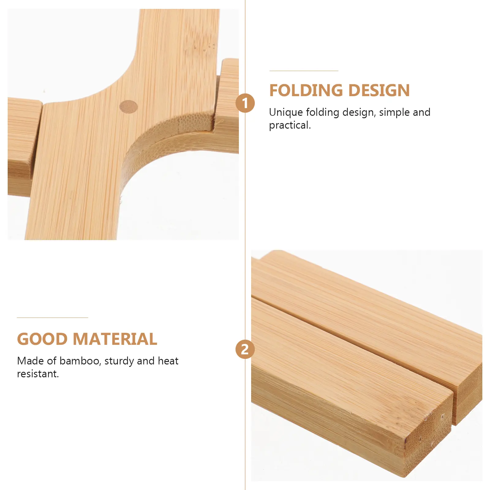 Folding Bamboo Bowl Mat Trivets Hot Pots Pans Foldable Wooden Holder Dishes Kitchen Accessories Non Slip Heat Insulating Protect