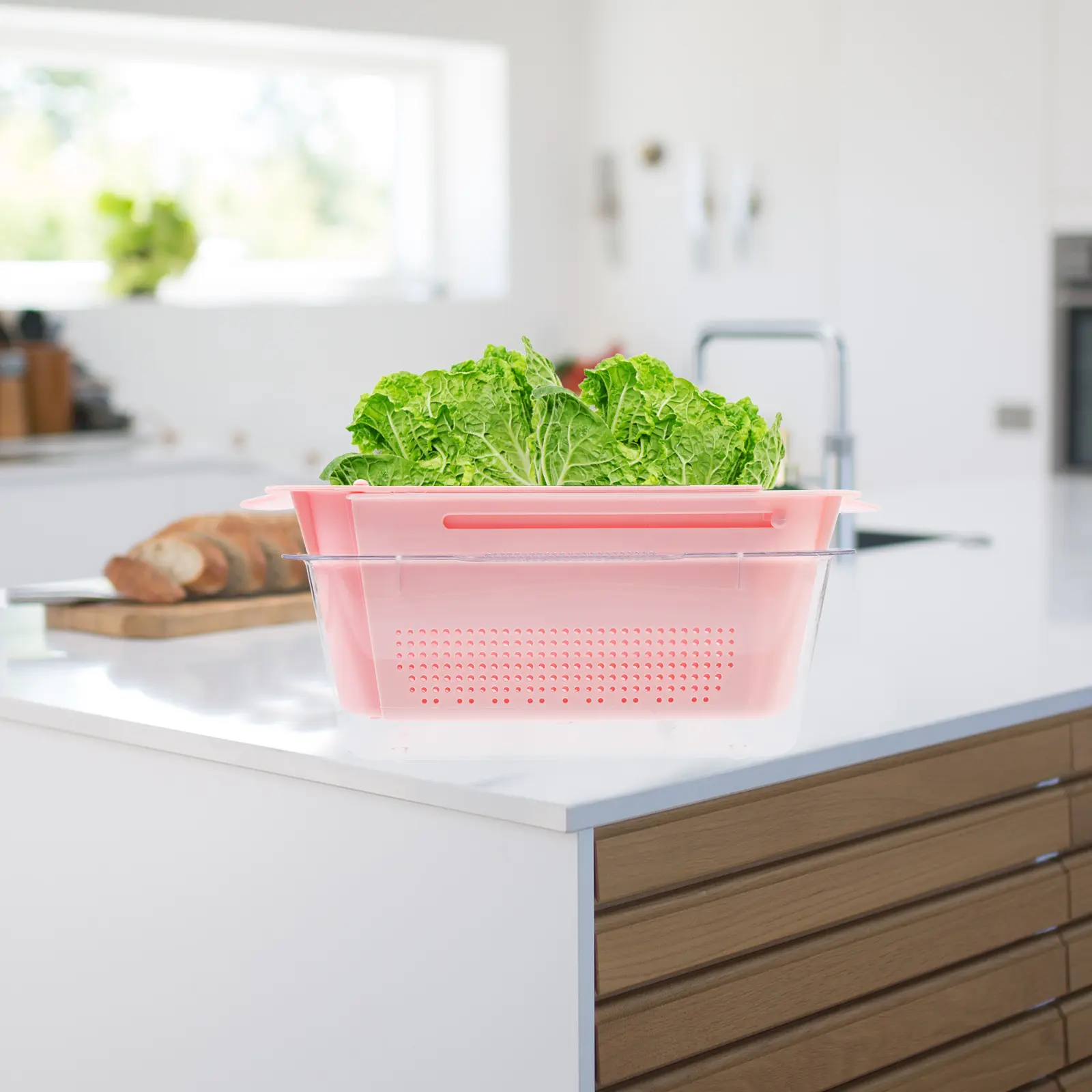 Plastic Double Drainer Basket for Vegetable Fruit Washing Compact Kitchen Accessory Compact Fruit Strainer Storage