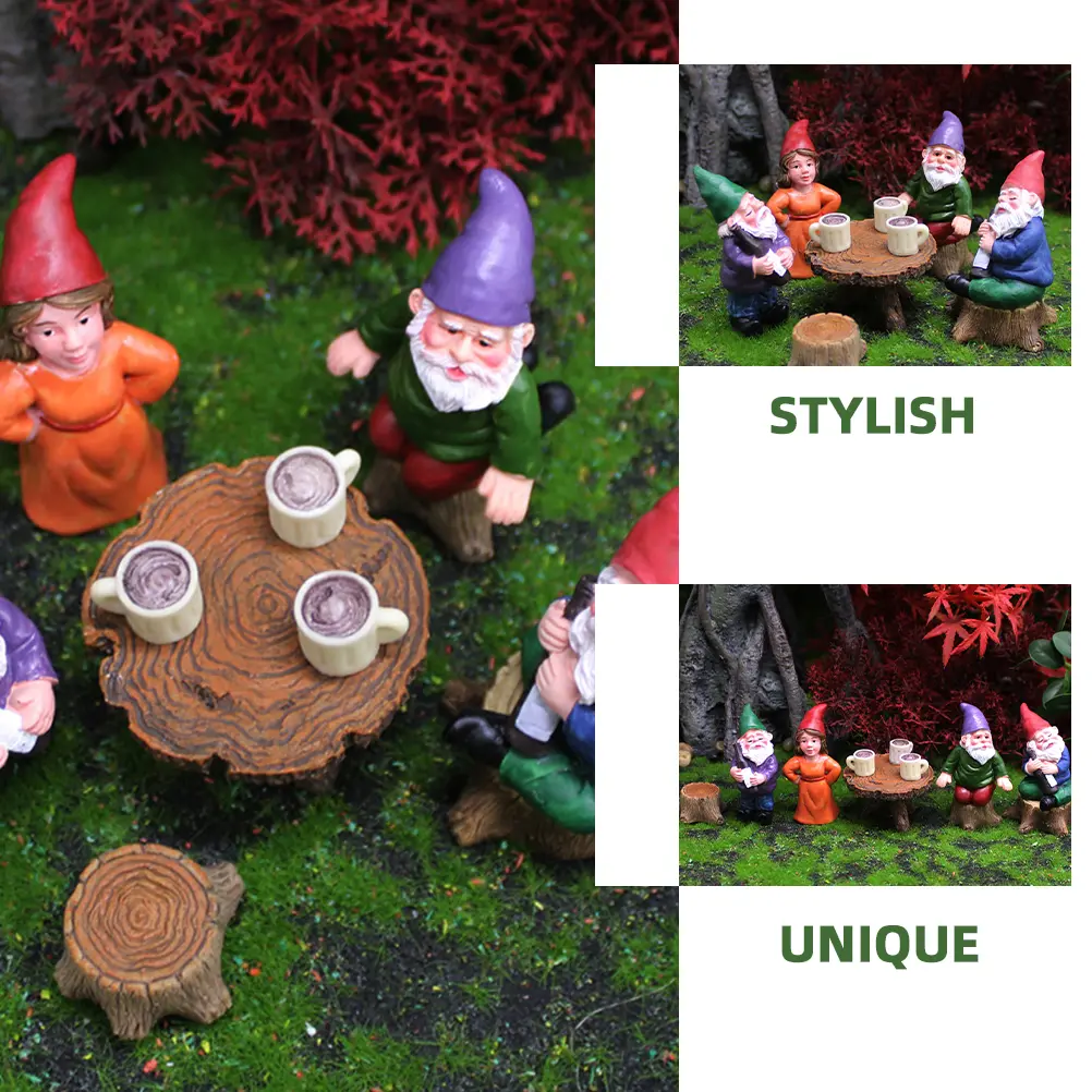 Garden Gnomes Ornaments Resin Dwarf Statues for Flower Pots Plants Decor Funny Naughty Gnome Figurines Mini Landscape Christmas