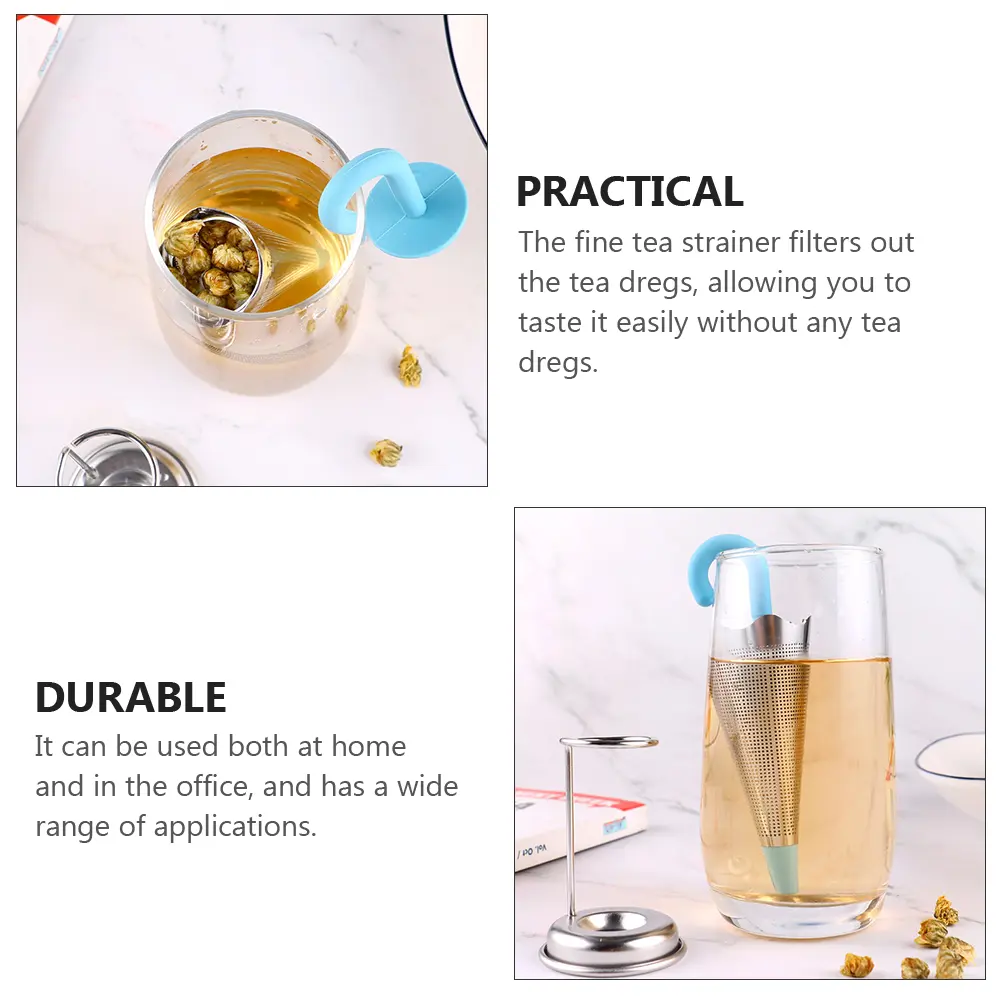 2Pcs Stainless Steel Tea Strainer High Temp Home Office Loose Leaf Infuser Fine Filter Kitchen Bar Tool