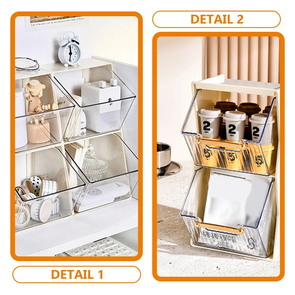 Transparent Acrylic Tea Bag Storage Box Coffee Pouches ganizer Beige Desk Shelf Large Capacity Sugar Bag Holder Tea Container