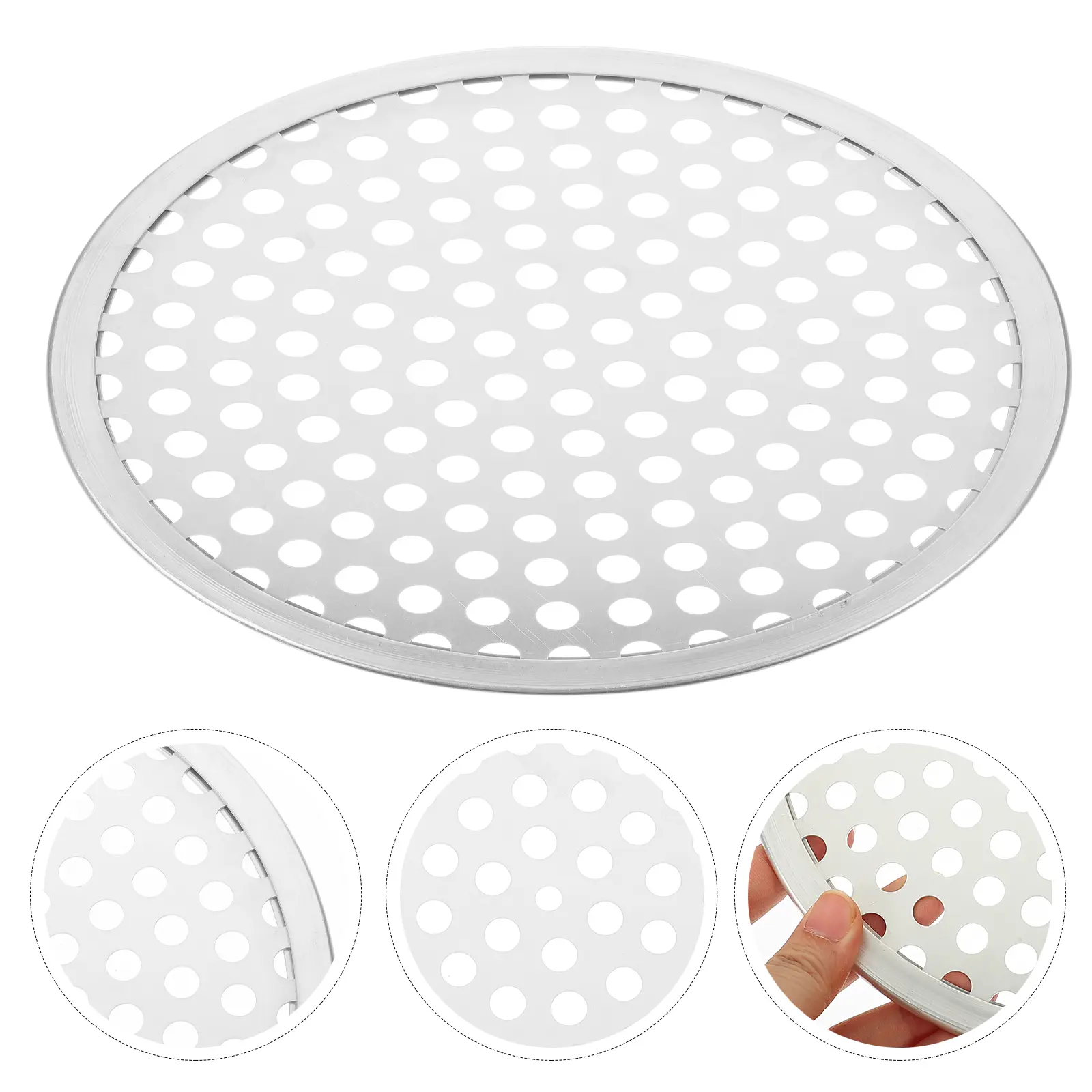 Perforated Pizza Pan 8 Inch Round Baking Pan with Holes Oven Seafood Vegetables Stainless Steel Reusable Kitchen Barware