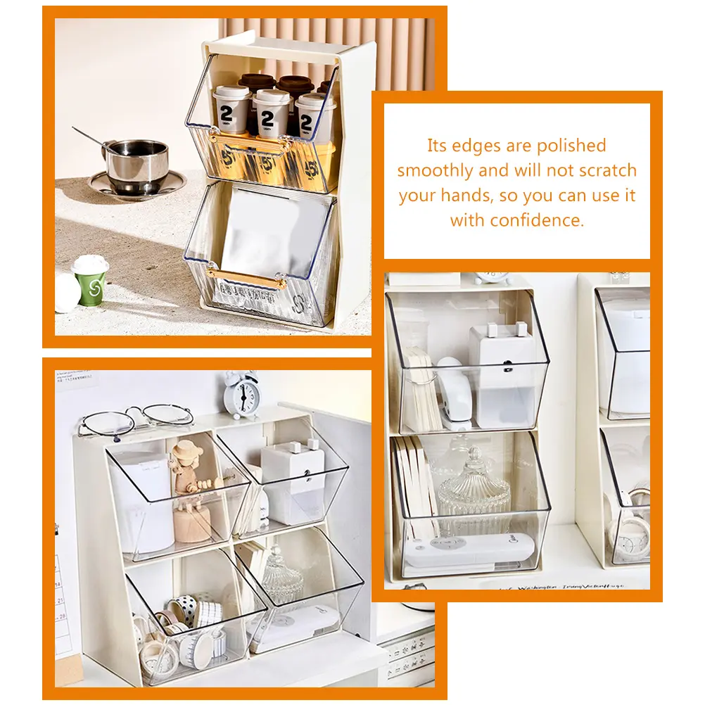 Transparent Acrylic Tea Bag Storage Box Coffee Pouches ganizer Beige Desk Shelf Large Capacity Sugar Bag Holder Tea Container