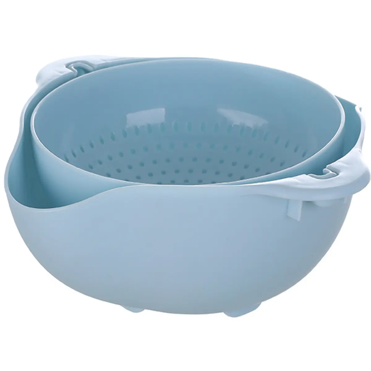 Wheat Straw Kitchen Vegetable Basin Fruit Washing Bowl Strainer Food Storage Fruit Double Layer