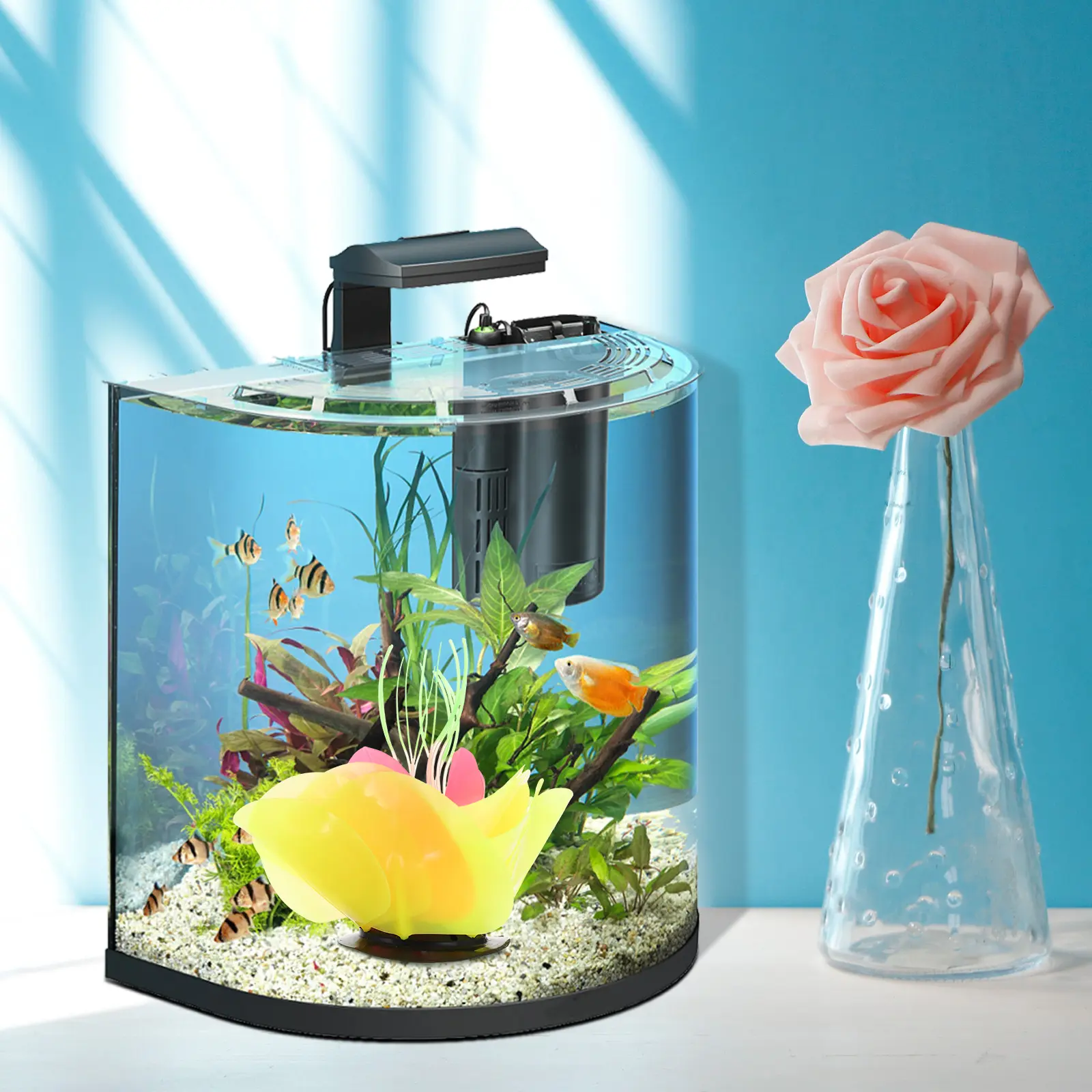 Plant Glow Coral Decoration for Fish Tank Aquarium Landscaping Soft Ornaments Decorations Reef Yellow Betta