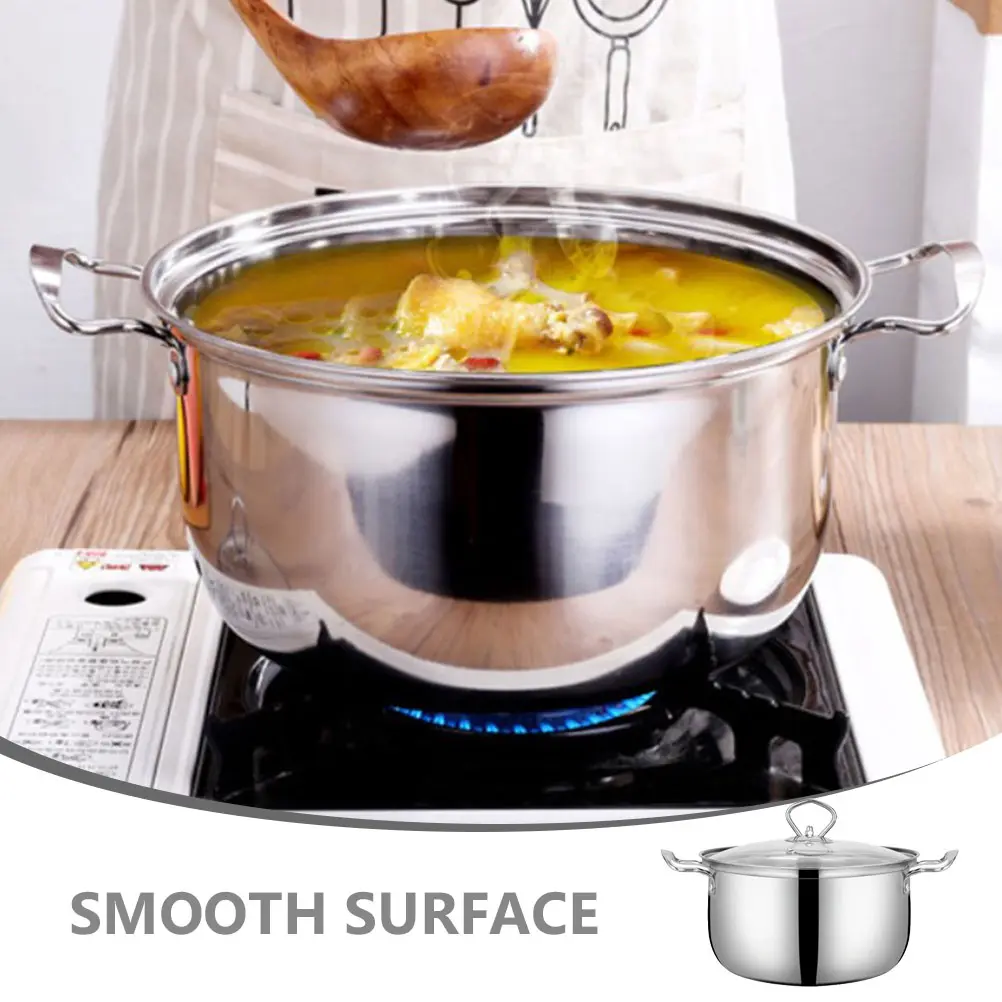 Anti-stick Soup Cooking Pot Capacity Stockpot Kitchen Glass Food Stainless Milk Container Steel Cookware Steam Rack