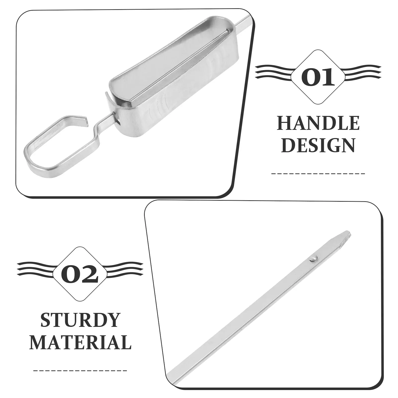 Stainless Steel Barbecue Skewers Hanger Double Steak Silver Flat Kebabs Dad Durable Reusable Grilling Tools BBQ