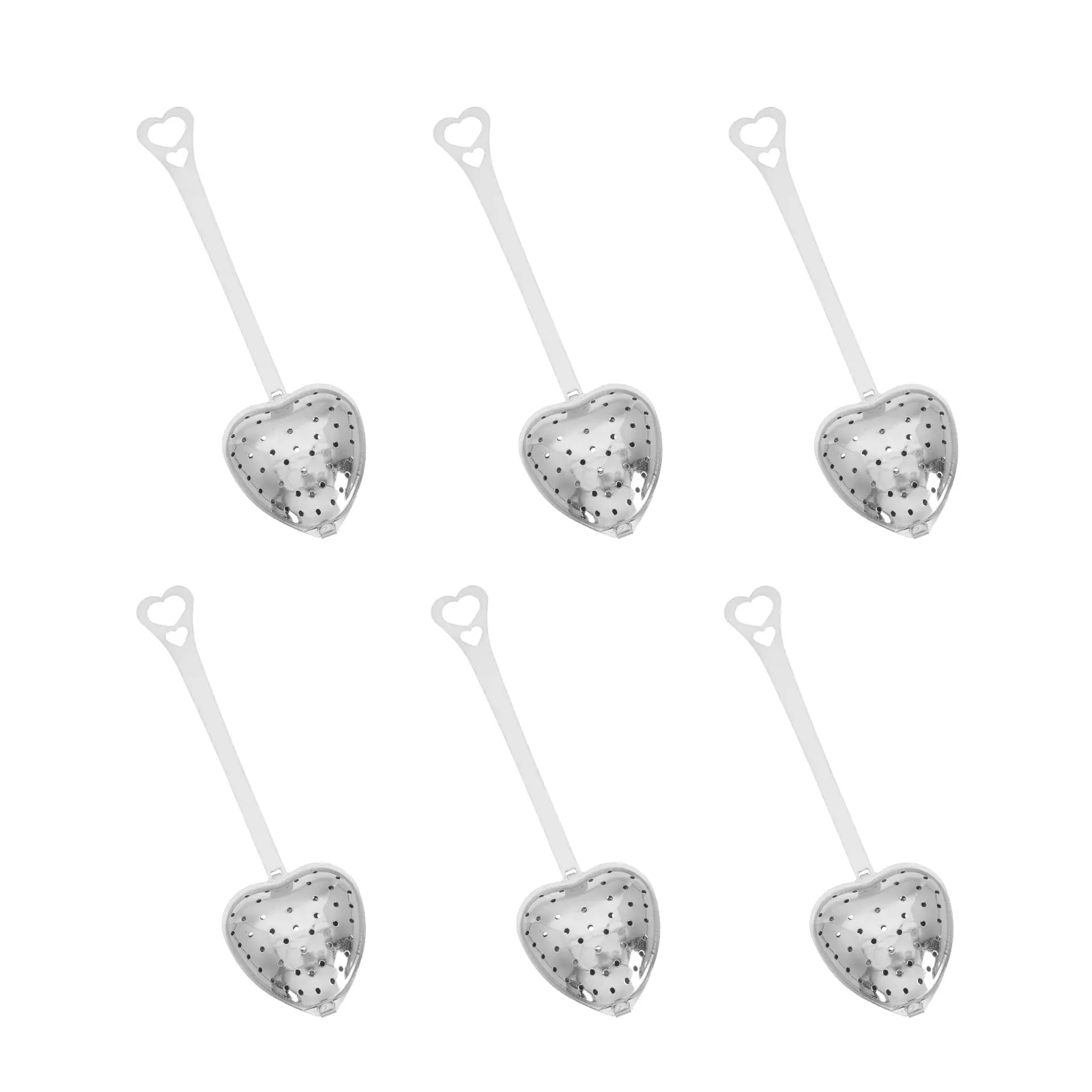 6pcs Stainless Steel Filter Spoon Heart Shaped Strainer for Making Tool Storage Kitchen Bar Practical Gift Tea Storage Spoon