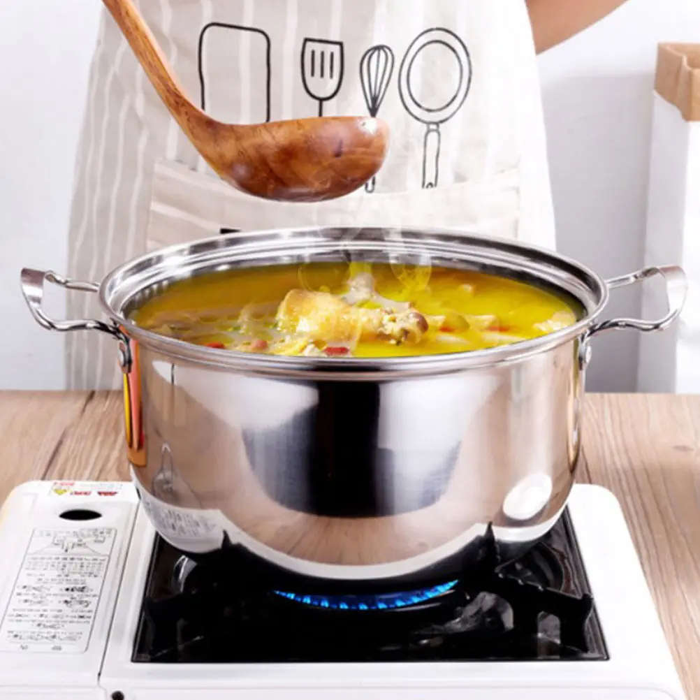 Anti-stick Soup Cooking Pot Capacity Stockpot Kitchen Glass Food Stainless Milk Container Steel Cookware Steam Rack