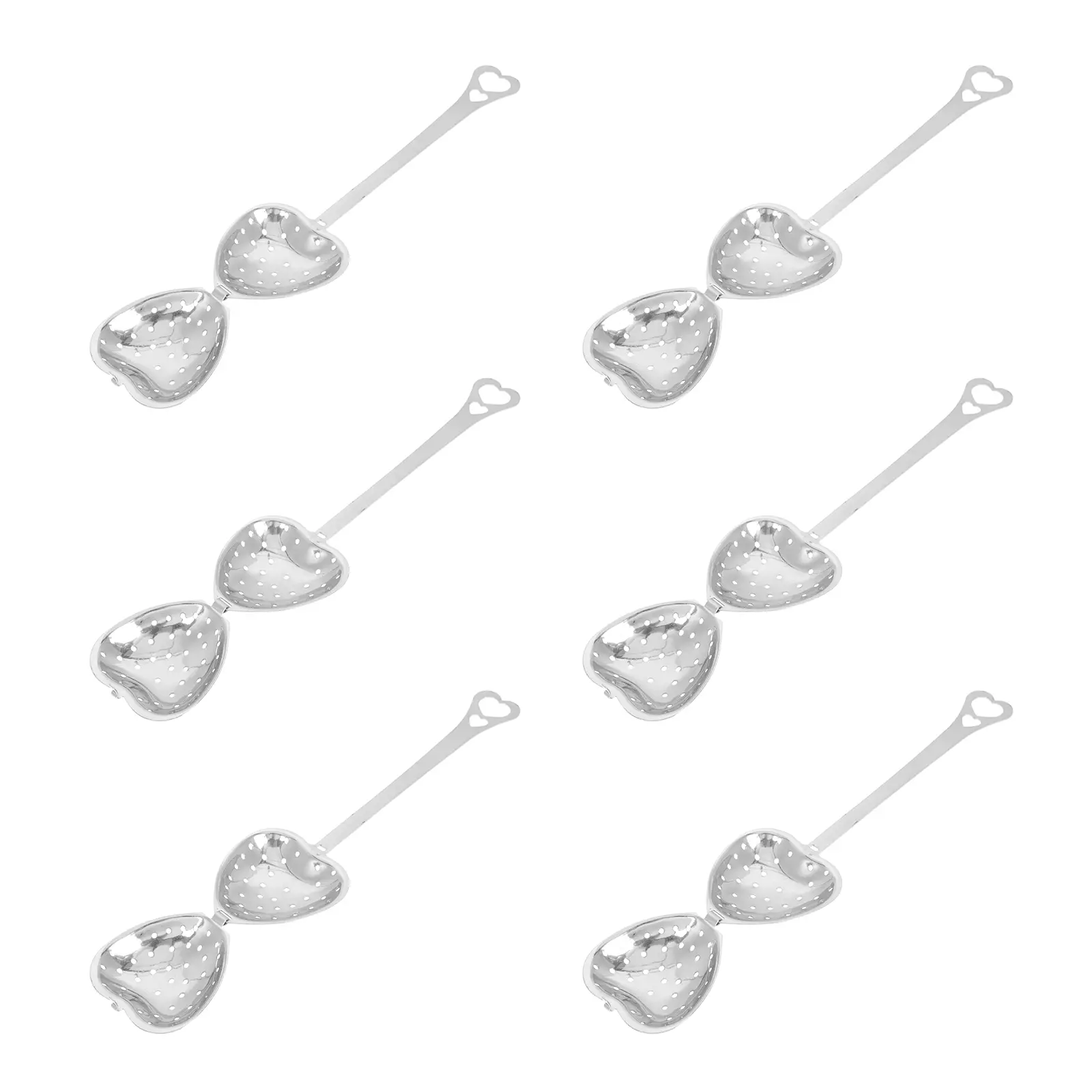 6pcs Stainless Steel Filter Spoon Heart Shaped Strainer for Making Tool Storage Kitchen Bar Practical Gift Tea Storage Spoon