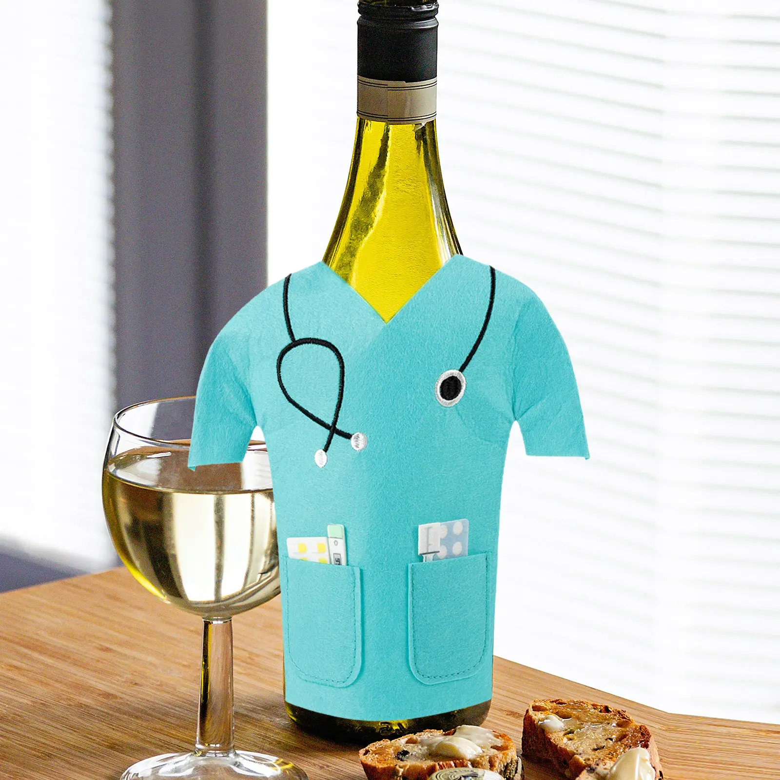 2pcs Bag Blue Non-woven Fabric Bottle Cover Gift Decorative Storage Practical Kitchen Bar Tools