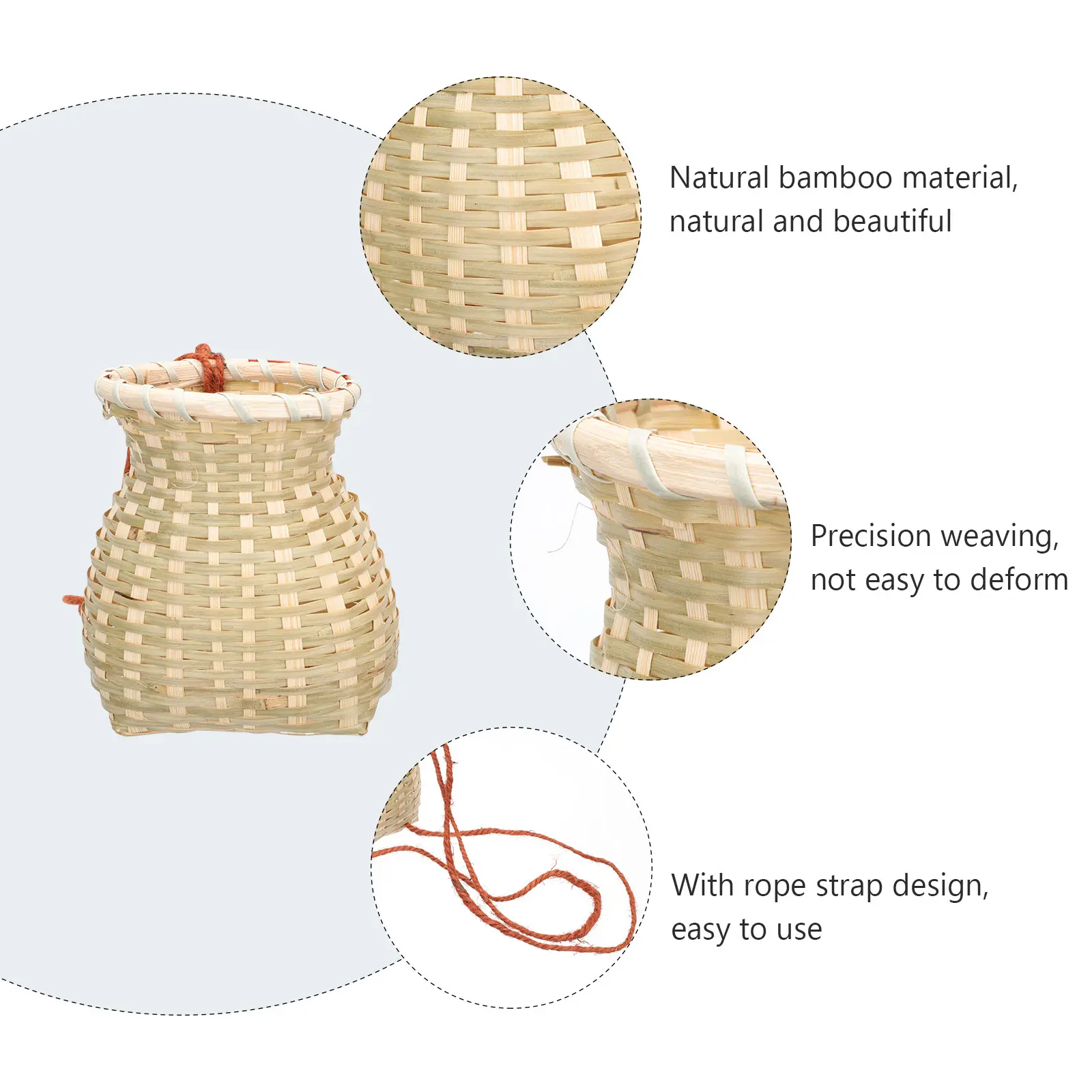 Bamboo Woven Tea Basket H made Storage Container for Tea Leaves Jewelry Color Small Beads Dried Fruit Home Decor
