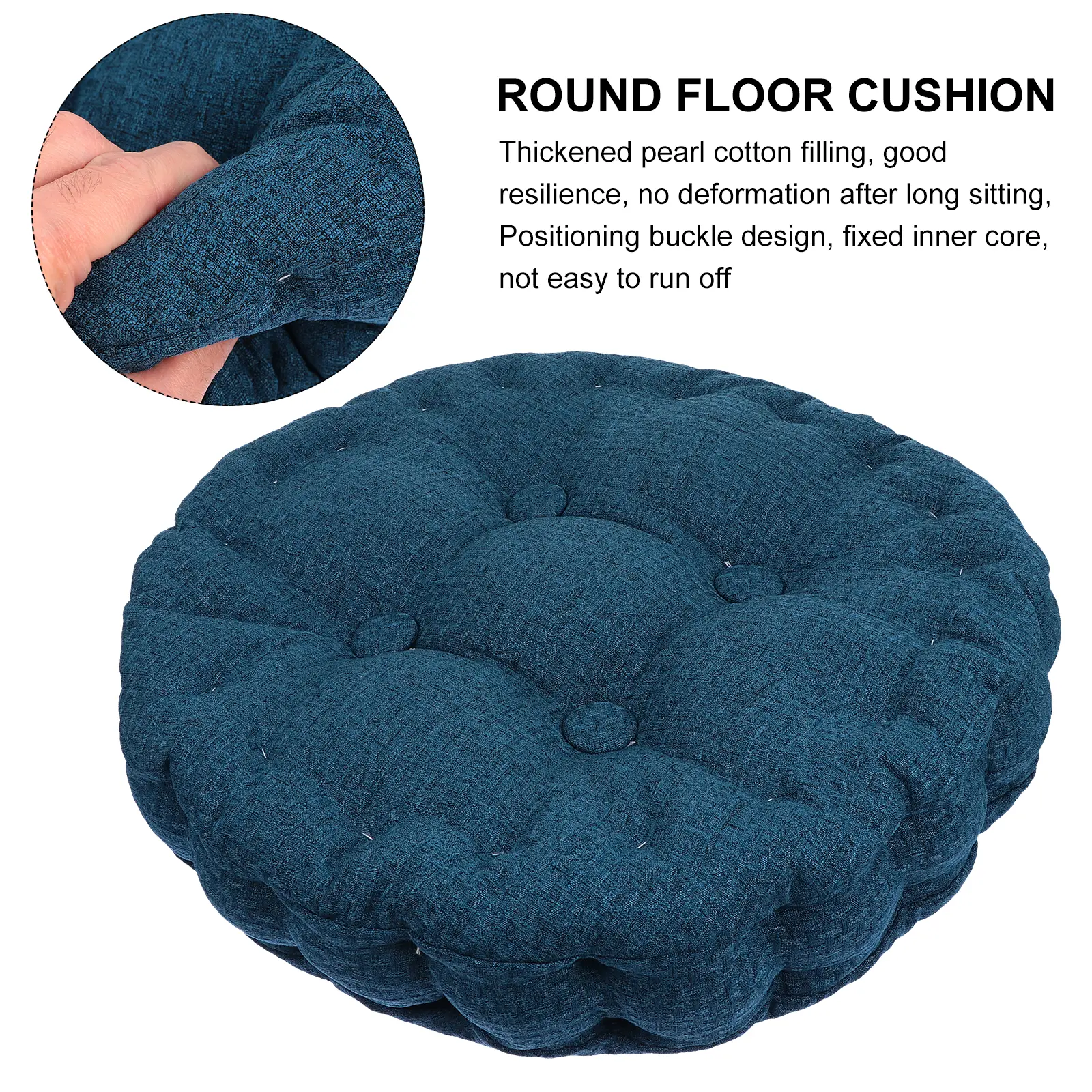 Round Floor Linen Seat Pad for Living Bedroom Floor Pillows Balcony Comfortable Breathing Meditation Yoga Style