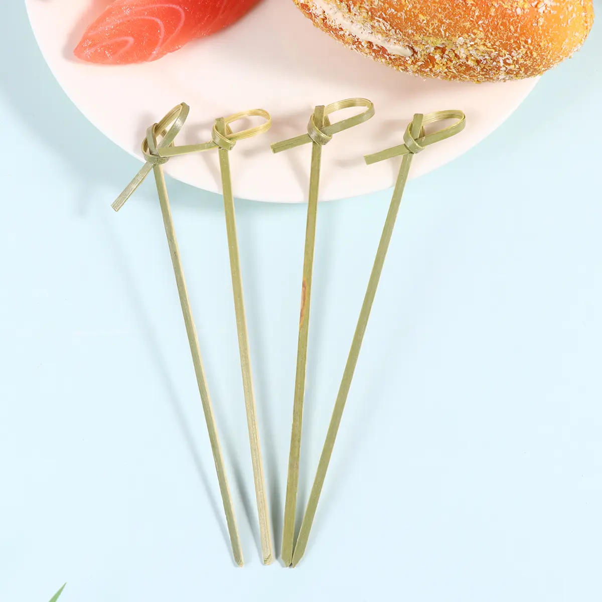 200 pcs Bamboo Sticks Thickened Fruit Picks Creative Cocktail Picks for Party Appetizer Decor Red Bead Wooden Skewers Disposable