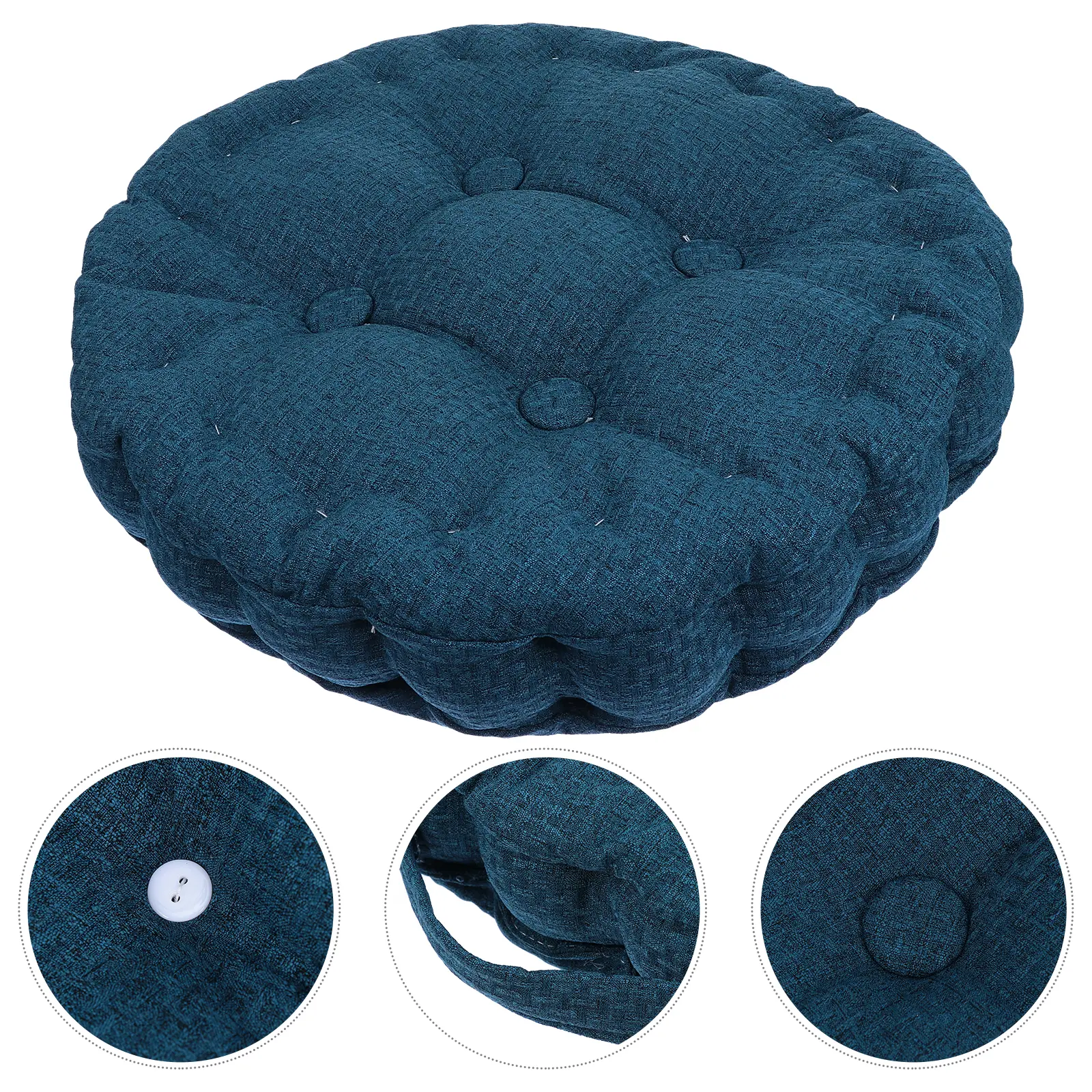 Round Floor Linen Seat Pad for Living Bedroom Floor Pillows Balcony Comfortable Breathing Meditation Yoga Style