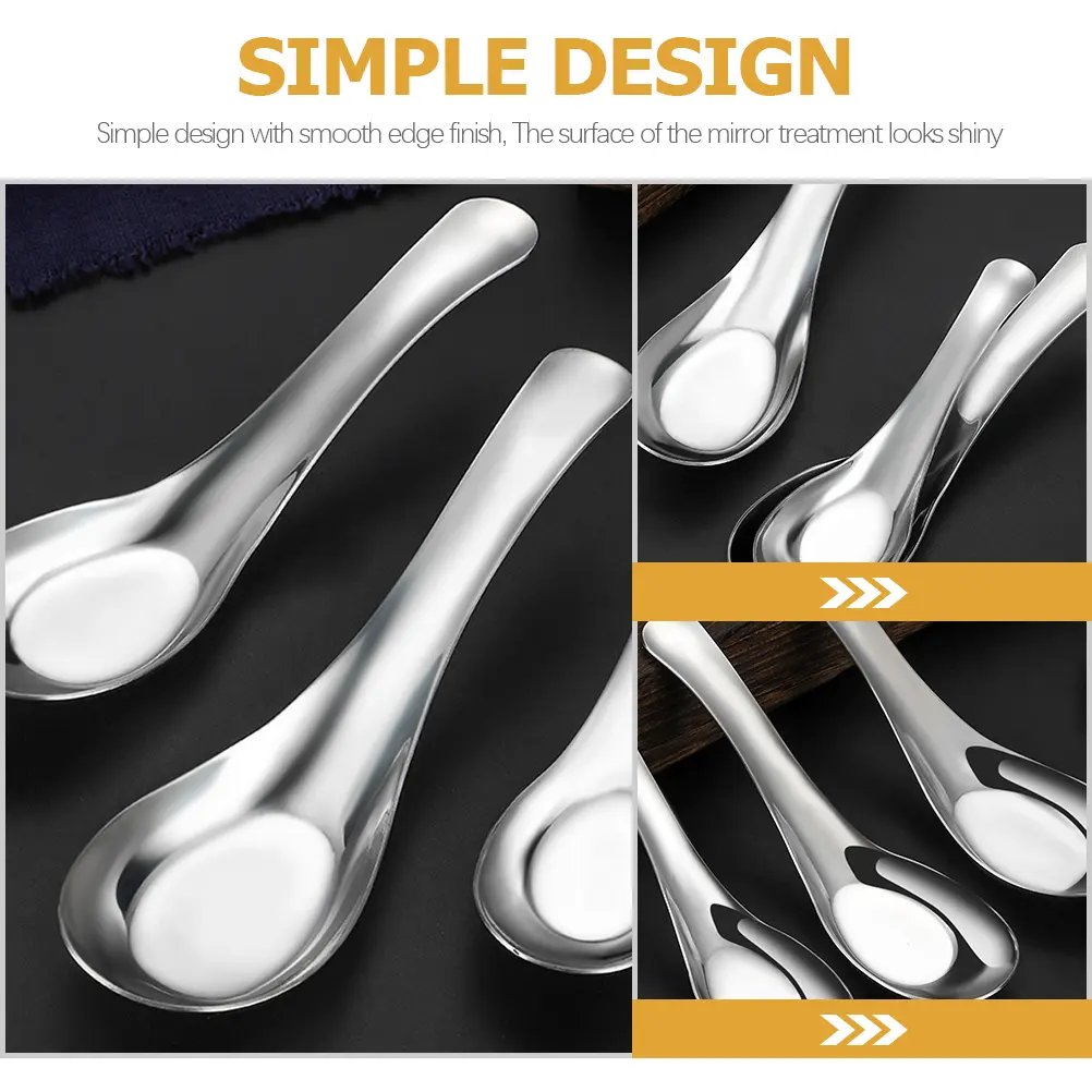 6pcs Flat Bottom Spoon 304 Stainless Steel Small Size Lightweight Portable Spoons for Picnic Spoon Household Kitchen