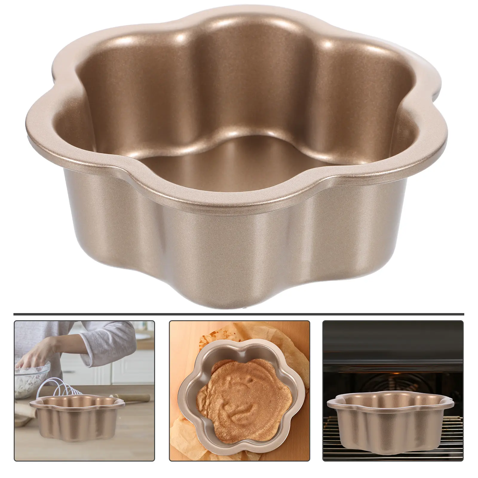 Carbon Steel Plum Blossom Mold Non-Stick Baking Pan Removable Bottom Mini Cheesecake Molds Flan Pans Blossom Shaped