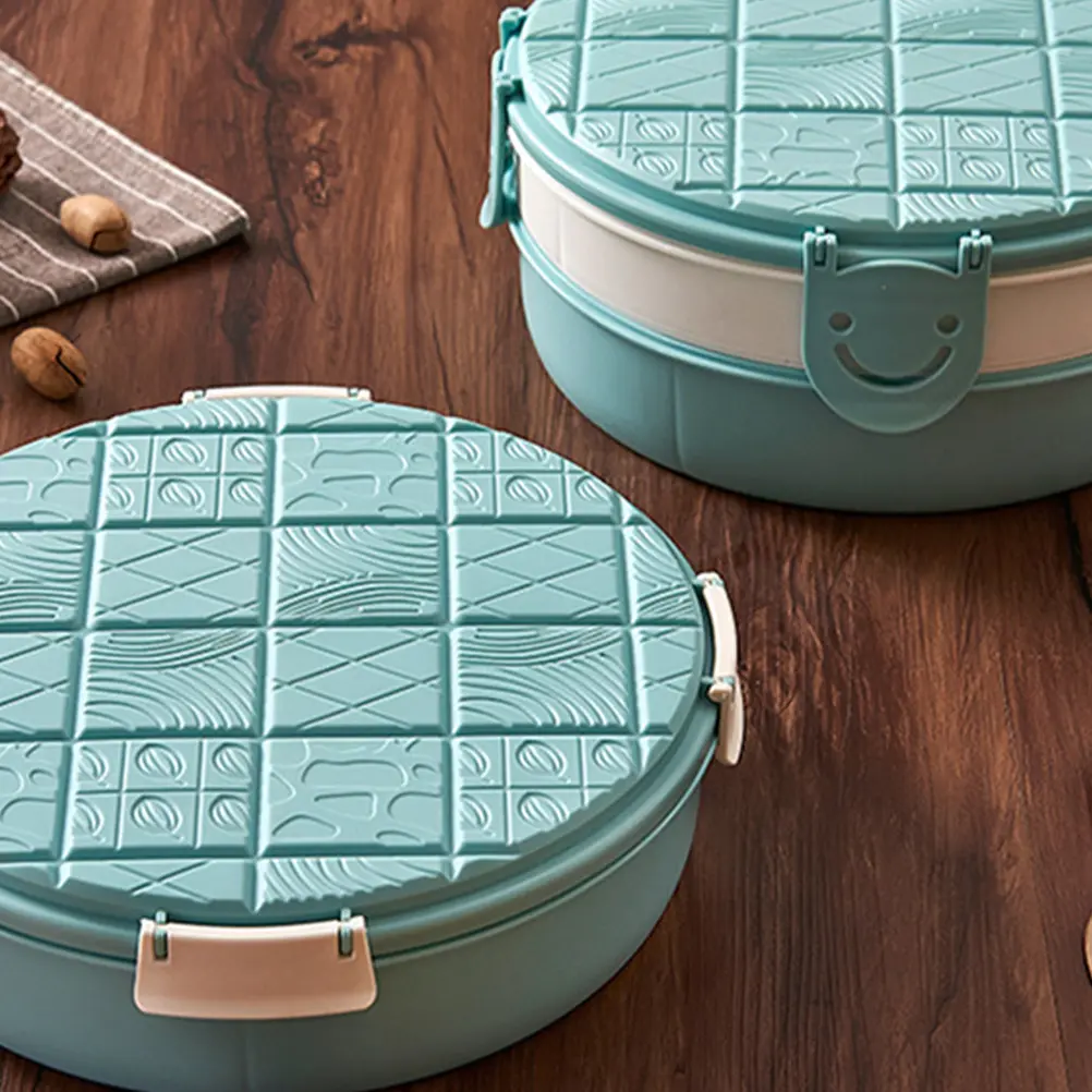 Round Fruit Plate Snack Serving Tray Nuts Candy Storage Container Moisture Resistant Sealing Multiple Compartments Buckle Cover