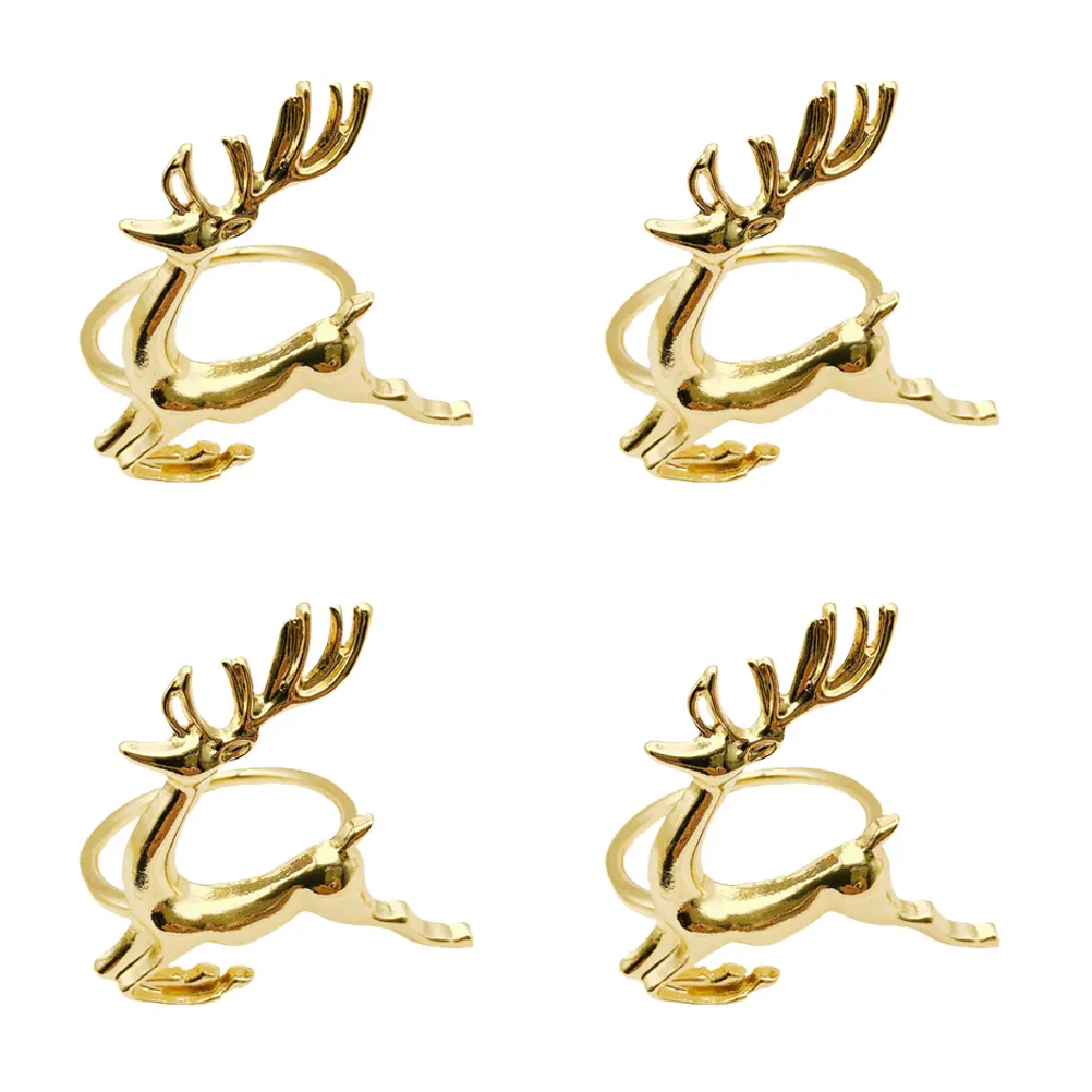 4 Pcs Ring Elk Napkin Buckle Rings Christmas Serviette Buckles Creative Wreath Elegant Holder Golden Party Supplies