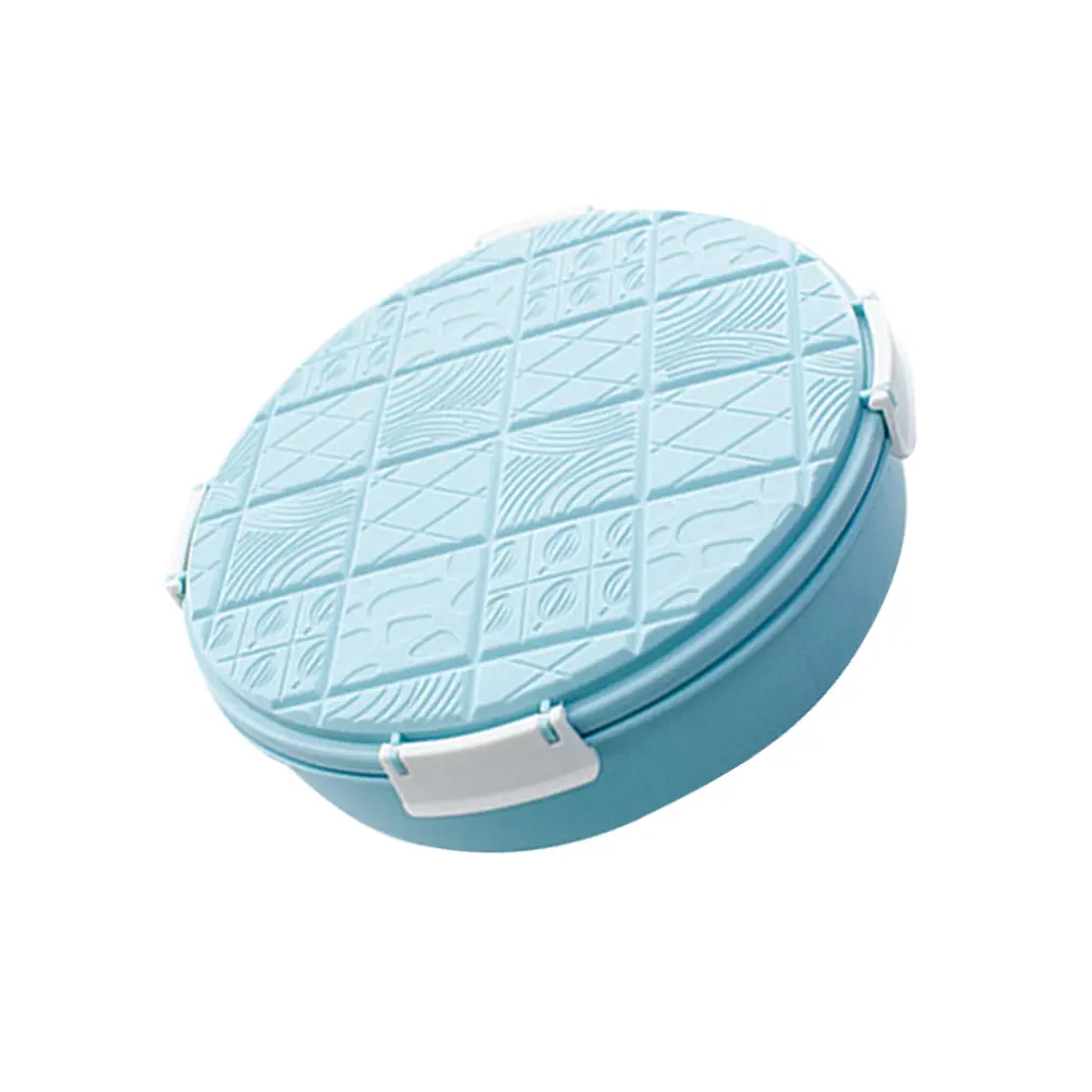 Round Fruit Plate Snack Serving Tray Nuts Candy Storage Container Moisture Resistant Sealing Multiple Compartments Buckle Cover