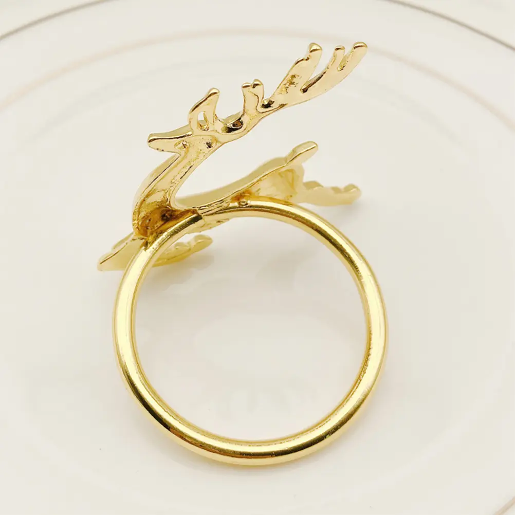4 Pcs Ring Elk Napkin Buckle Rings Christmas Serviette Buckles Creative Wreath Elegant Holder Golden Party Supplies