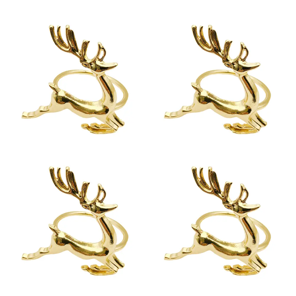 4 Pcs Ring Elk Napkin Buckle Rings Christmas Serviette Buckles Creative Wreath Elegant Holder Golden Party Supplies