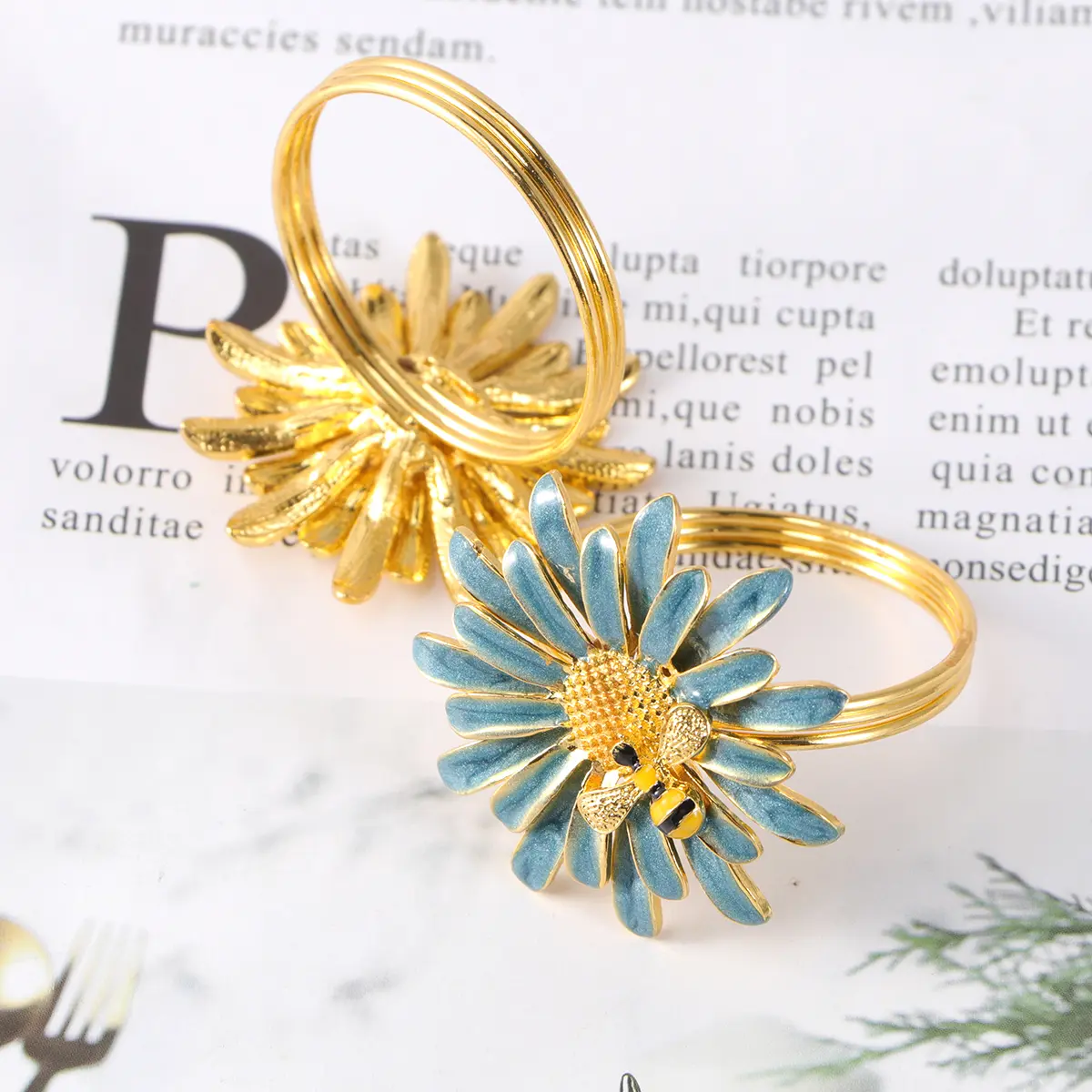Flowers Decoration Zinc Alloy Napkin Ring Rings Decorative Party Buckle Napkins