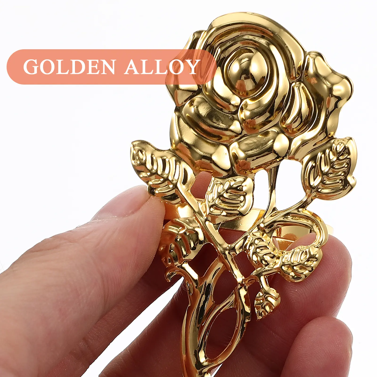 6pcs Rings Metal Rose Dining Table Napkin Ring Gold Valentine Dinner Decor Kitchen Tableware Wedding Party Christmas