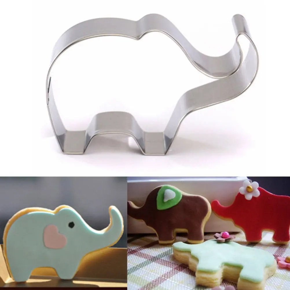 4 Pcs Stainless Steel Elephant Shaped Cookie Cutter Mold for Cake Fondant Chocolate Easy Clean Non Stick DIY Baking Tool Home
