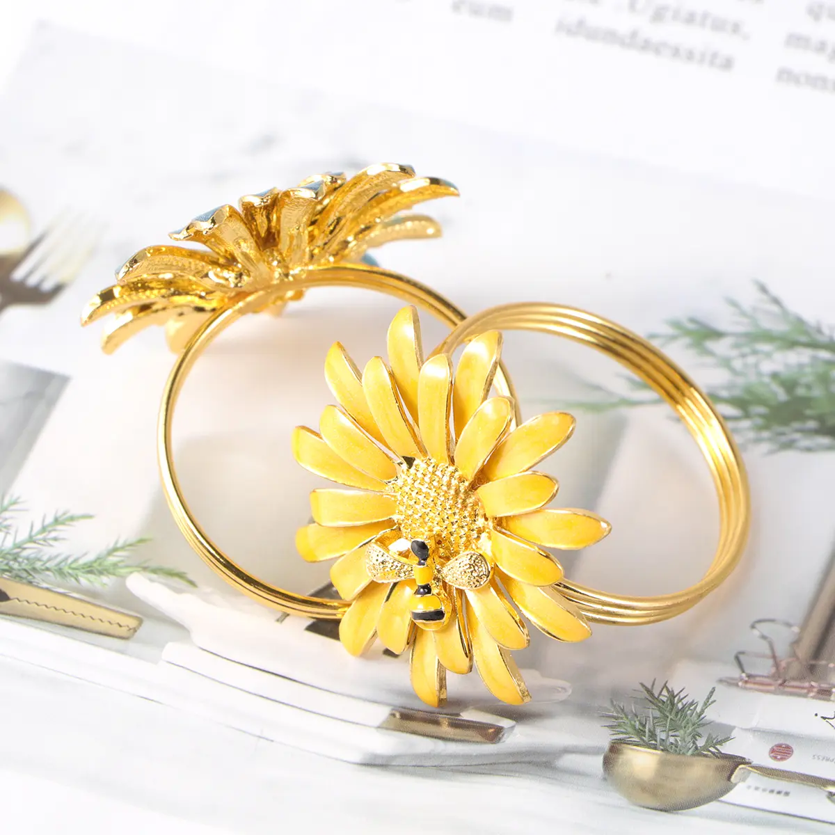 Flowers Decoration Zinc Alloy Napkin Ring Rings Decorative Party Buckle Napkins