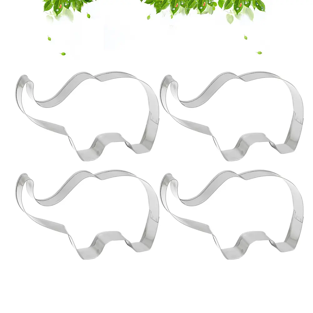 4 Pcs Stainless Steel Elephant Shaped Cookie Cutter Mold for Cake Fondant Chocolate Easy Clean Non Stick DIY Baking Tool Home