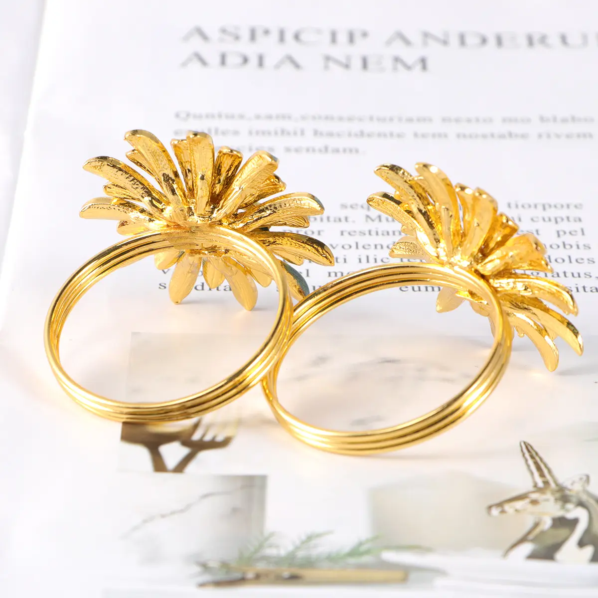 Flowers Decoration Zinc Alloy Napkin Ring Rings Decorative Party Buckle Napkins