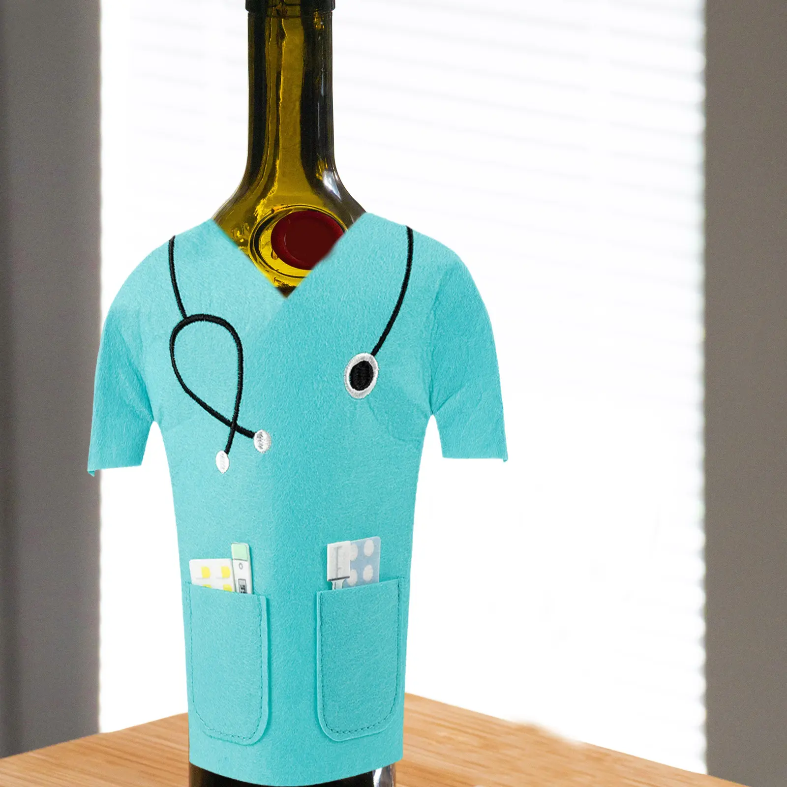 2Pcs Bag Bottle Nurse Bags Decorative Reusable Gift Pouch Non-woven Fabric Coat Blue Storage Practical Kitchen
