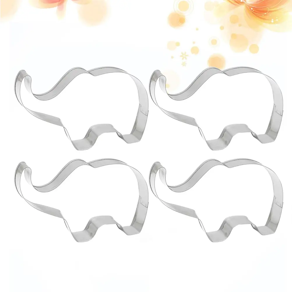 4 Pcs Stainless Steel Elephant Shaped Cookie Cutter Mold for Cake Fondant Chocolate Easy Clean Non Stick DIY Baking Tool Home
