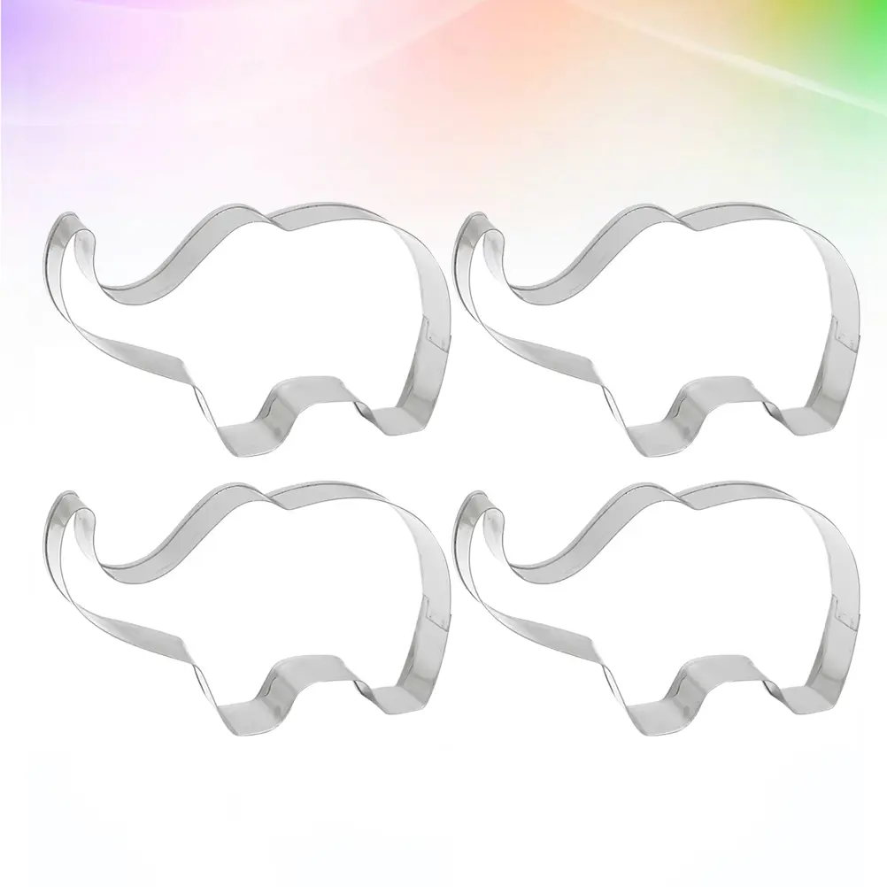4 Pcs Stainless Steel Elephant Shaped Cookie Cutter Mold for Cake Fondant Chocolate Easy Clean Non Stick DIY Baking Tool Home