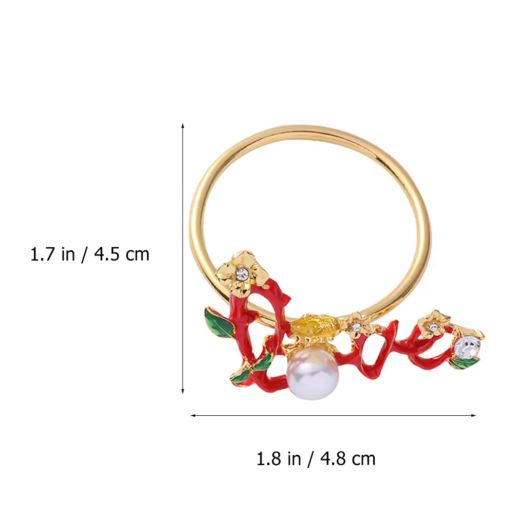 4Pcs Napkin Rings Rhinestone Inlay Christmas Themed Napkin Holder Set Tableware Accessories Metal Banquet Party Home