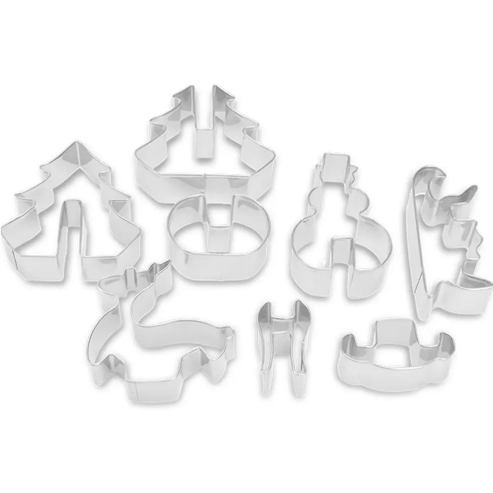 8pcs Stainless Steel Biscuit Mold Cookie Mold Christmas Accessories Reusable Food Christmas Style Cookie