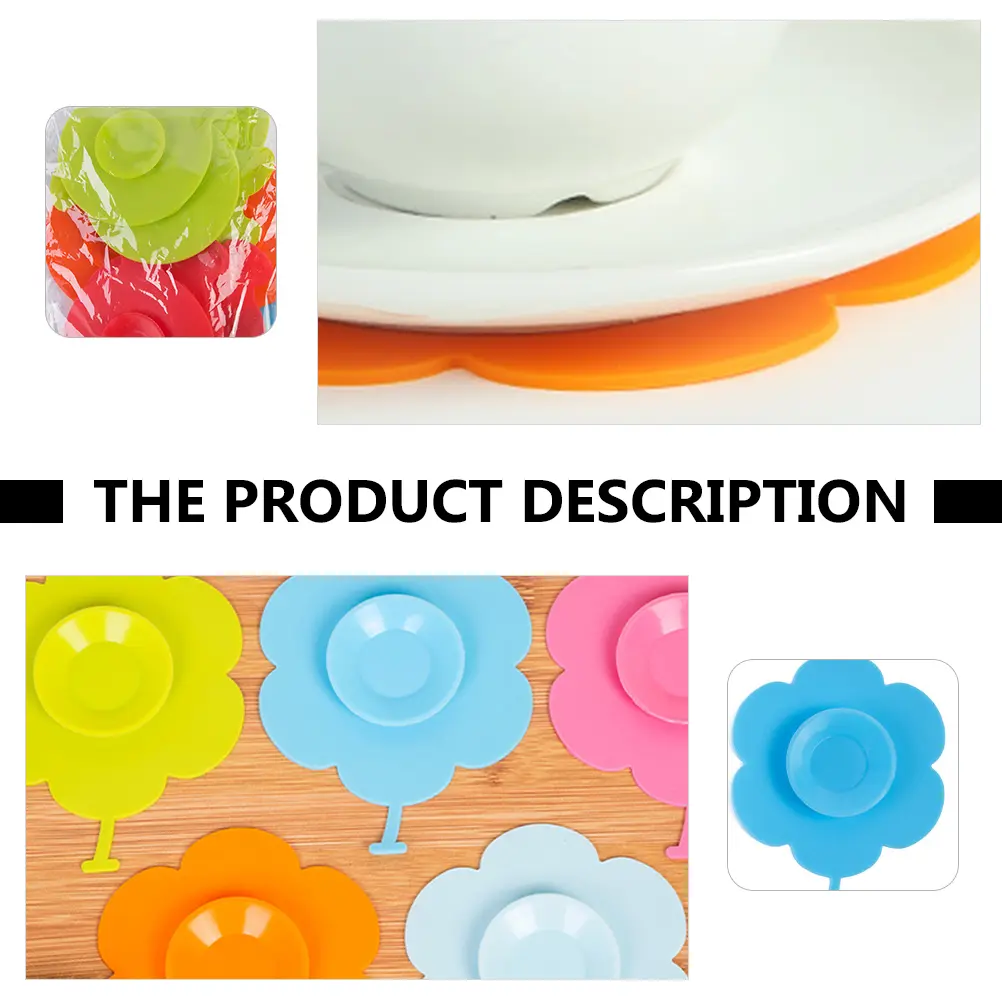 5pcs Silicone Suction Bowl Mats Place Cutlery Tableware Pads Suckers Cup Mats for Babies Toddler Highchair