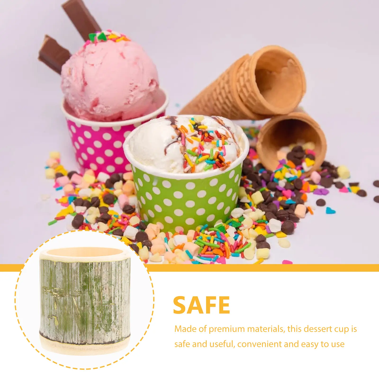 Bamboo Cup Ice Cream Dessert Coffee Bamboo Cup For Coffee Milk Tea Water Drinks Portable Home Kitchen Bar Restaurant Use