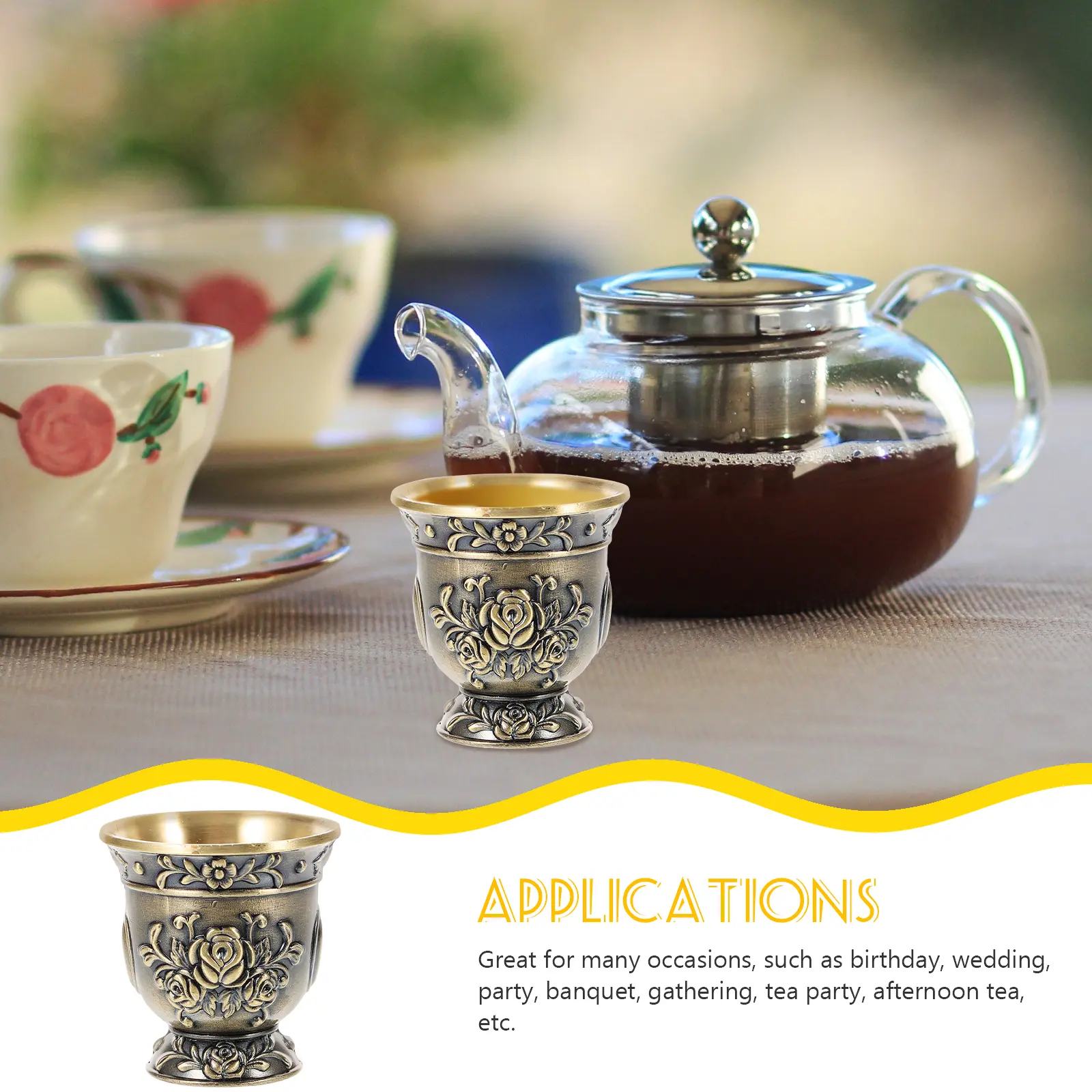 Bronze Drink Cup Metal Beverage Mug For Family Gathering Party Tea Tumbler Liquor Container Vintage Cups Drinkware