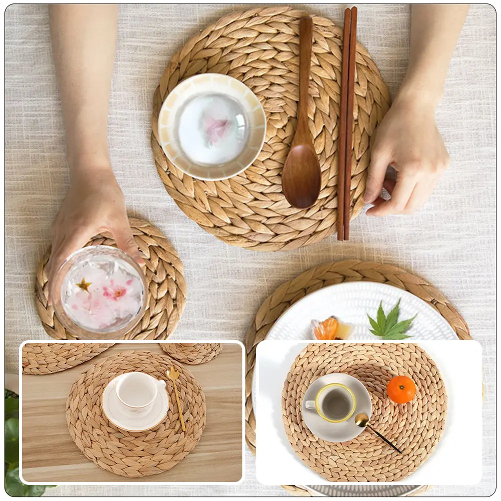 Rustic Woven Placemat Faux Grass Pad for Dining Table Comedor H made Decorative Kitchen Accessories Household